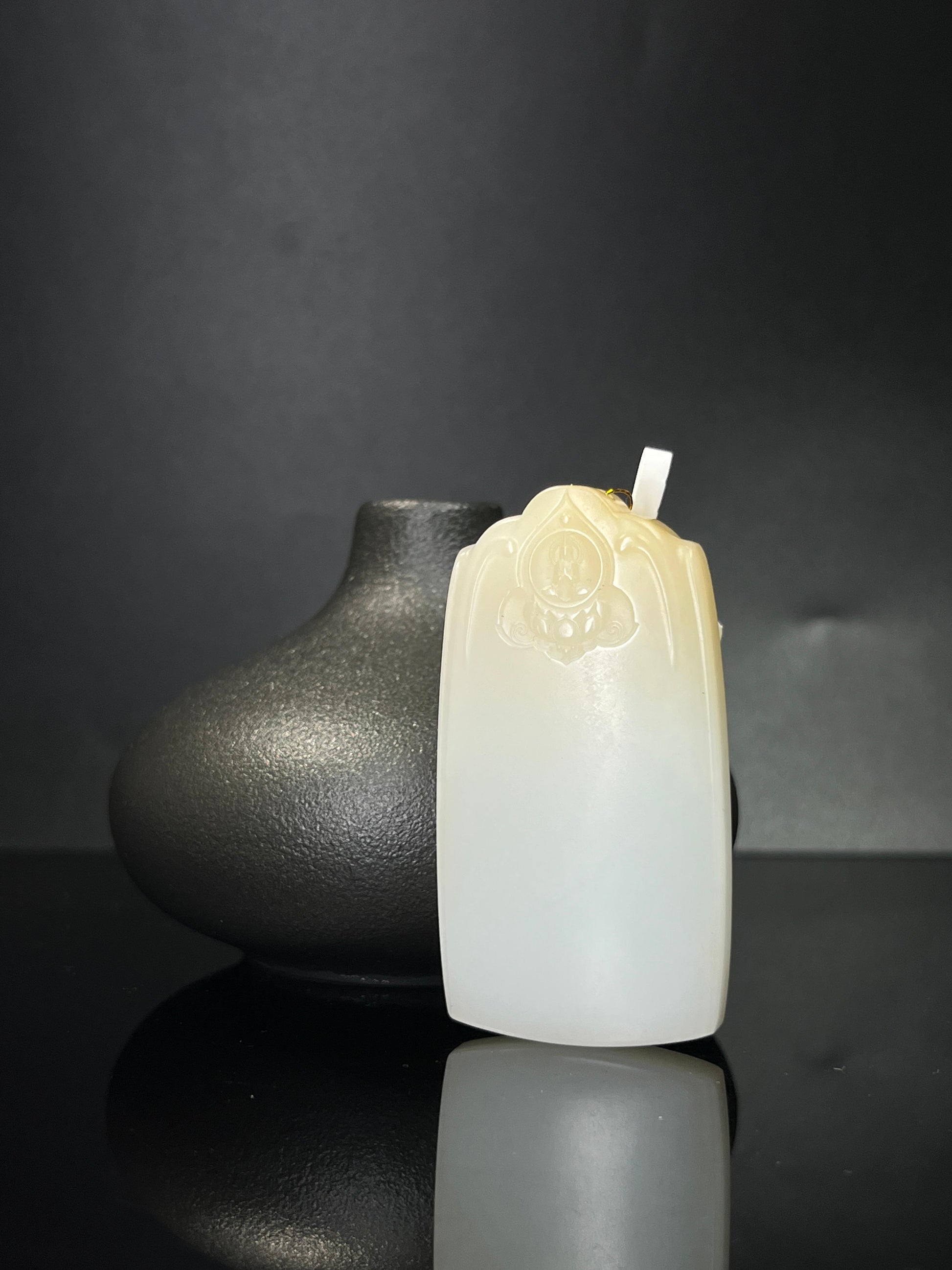 和田玉且末雕刻无相佛题材无事牌（yc240922）