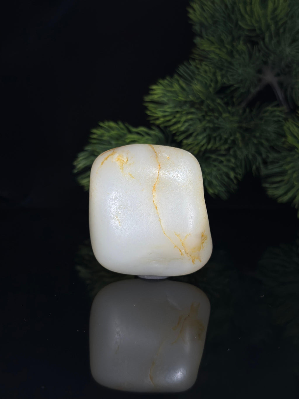 新疆和田玉白玉洒金皮籽料手把件（yc536545）