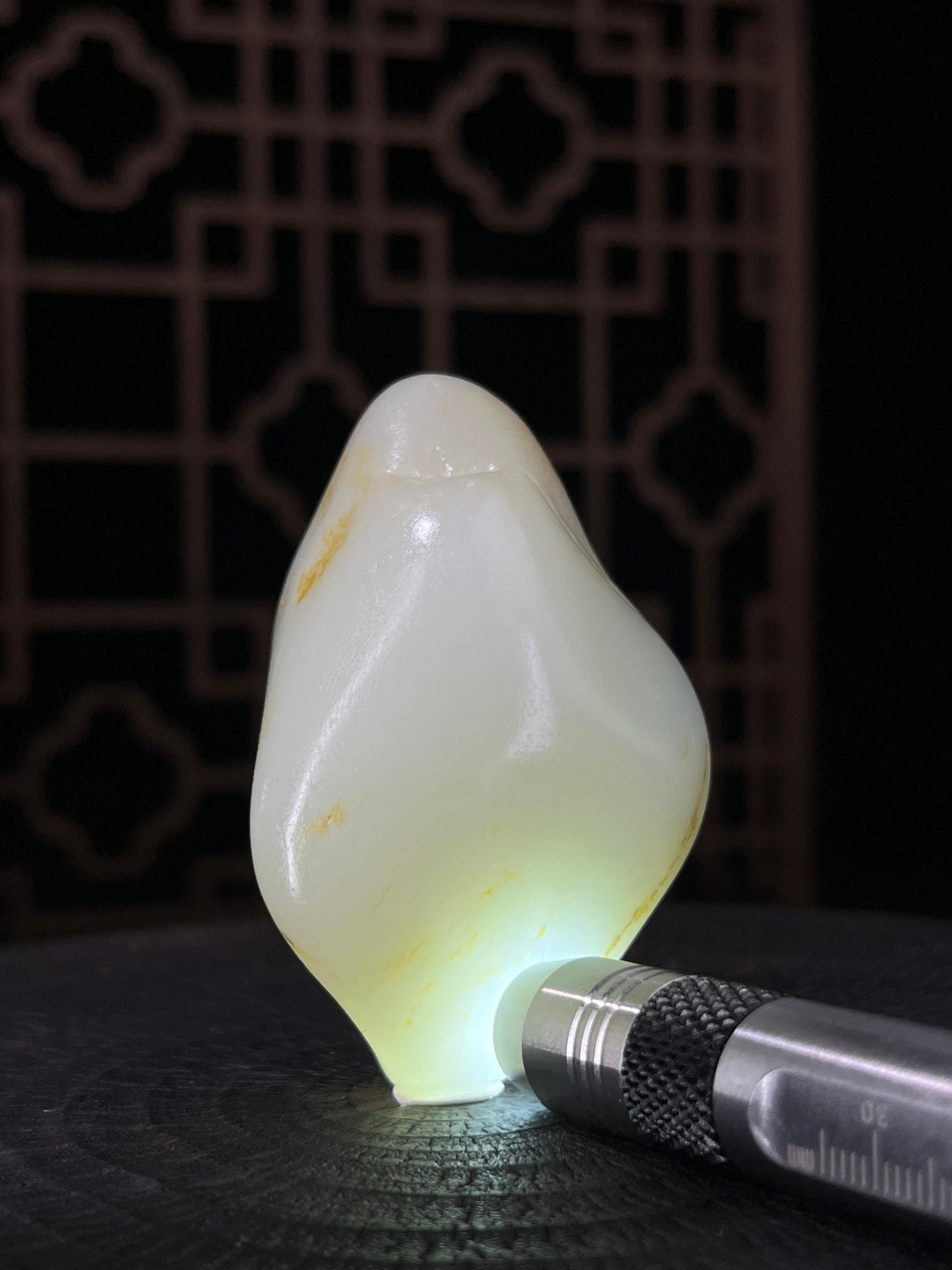 新疆和田玉白玉籽料原石洒金皮挂件3（yc233794）