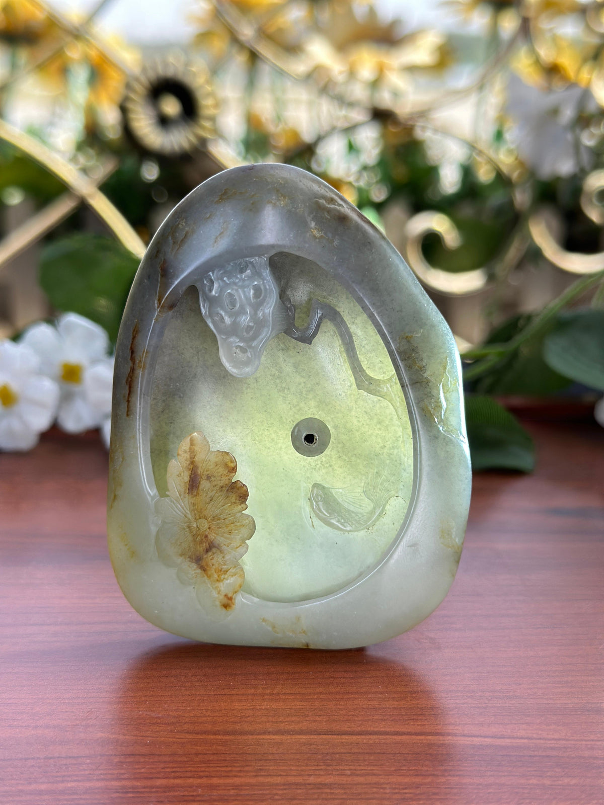 新疆和田玉青花籽料连年有余挂件（yc707947）