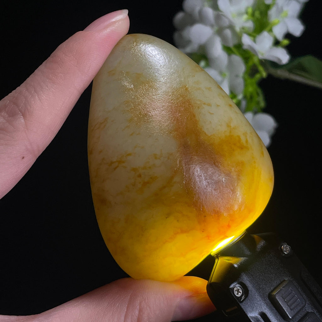 和田玉青白玉“金浪归帆”洒金皮籽料（yc316429）