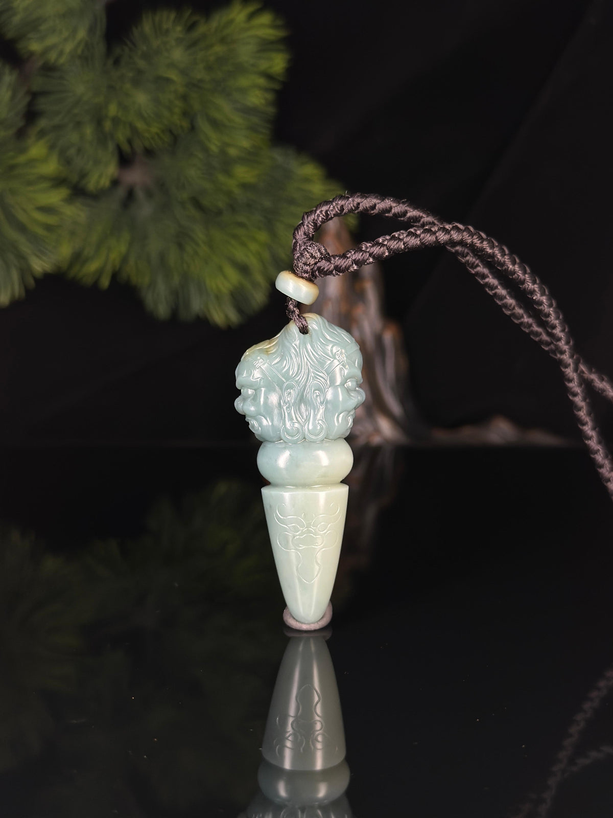 和田玉带糖蓝玉籽料双兽面降魔杵臻品挂件（yc749118）
