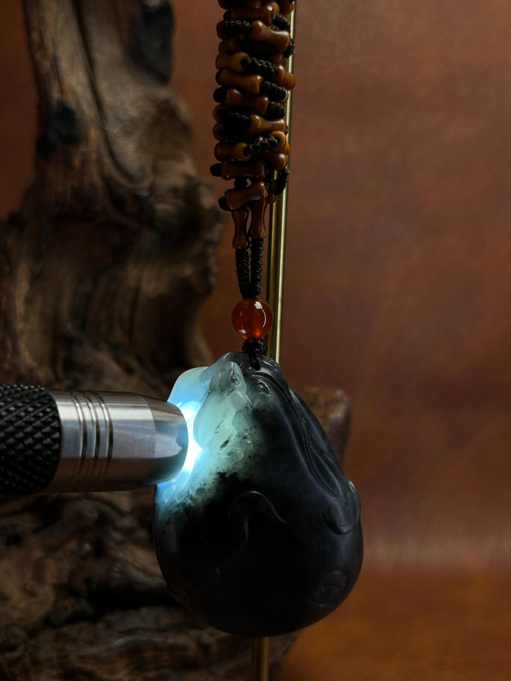 和田玉青花 籽料“招财进宝” 挂坠（yc221997）