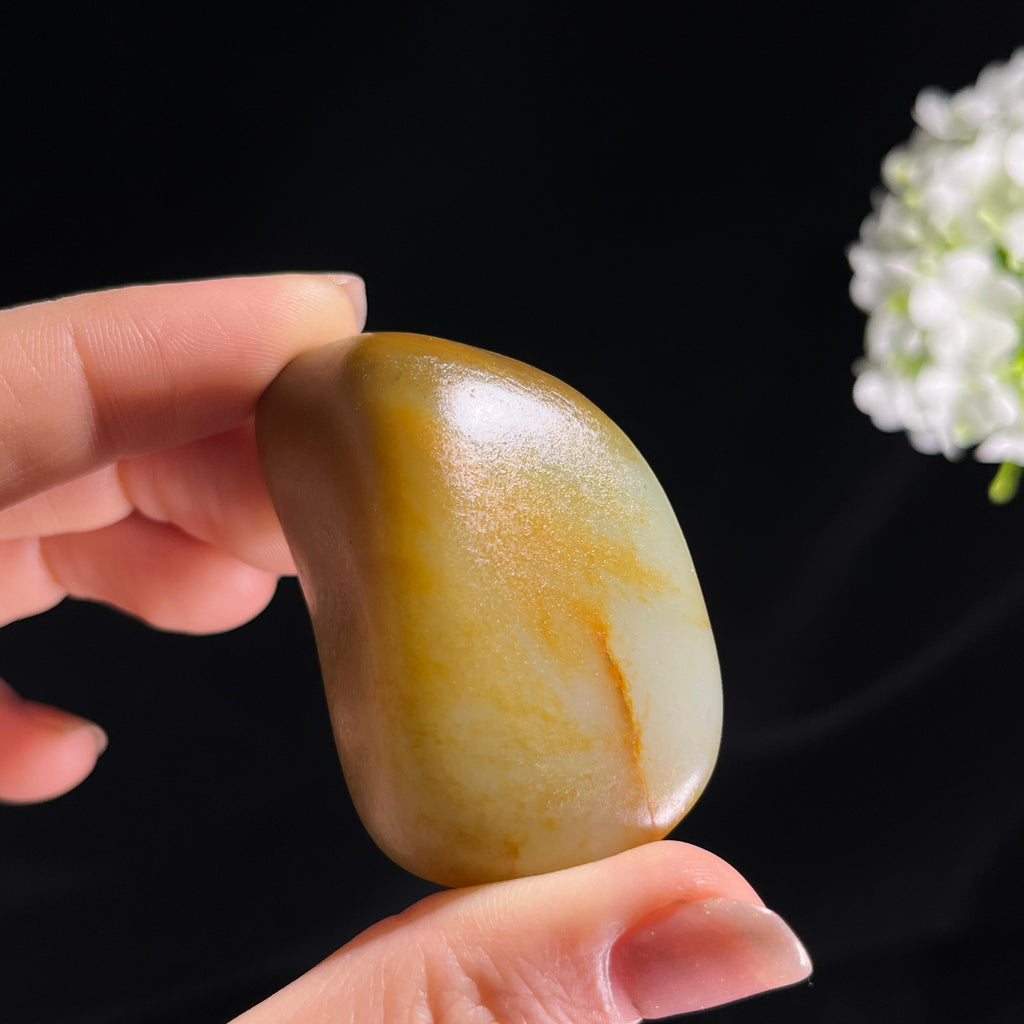 新疆天然和田玉“青霭焦糖”黄皮籽料原石（yc300262）