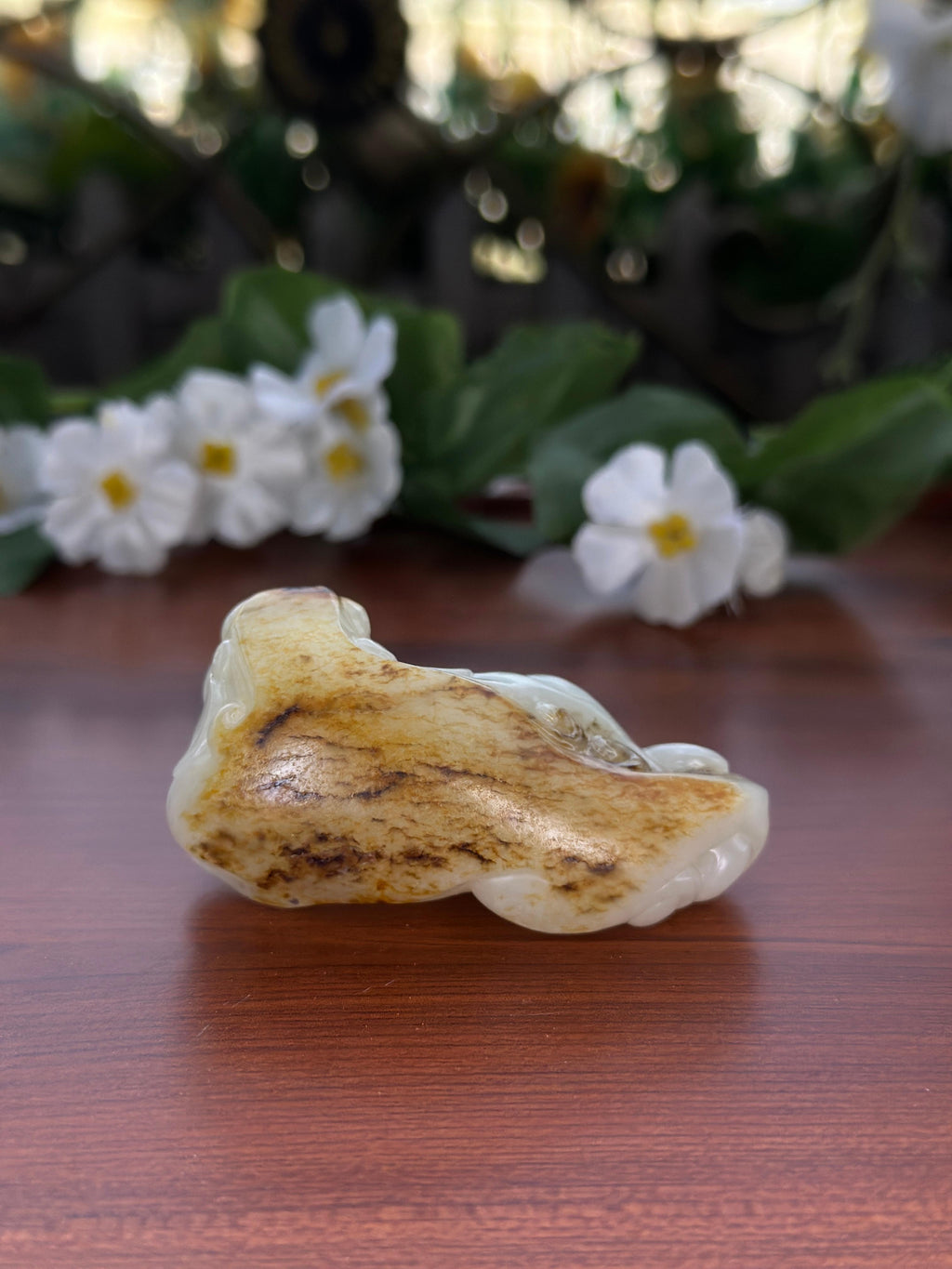 新疆和田玉精品秋梨皮籽料貔貅手把件（yc709508）