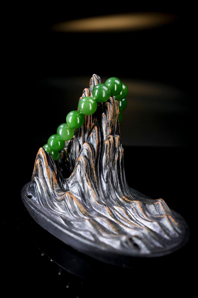 和田玉碧玉圆珠手串（卡13）（yc253307）