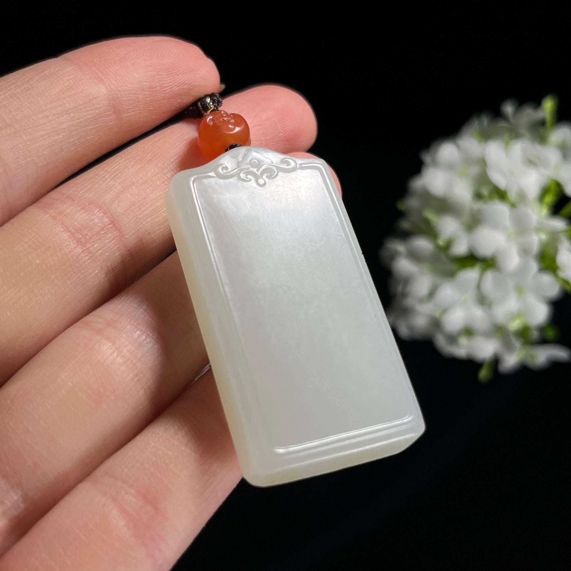 新疆天然和田玉白玉“云庭雪帖”籽料无事牌（yc303361）