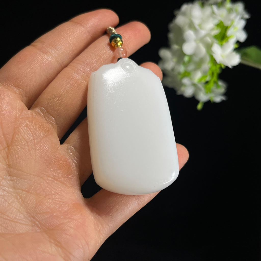 新疆天然和田玉羊脂白玉无事牌（yc349364）