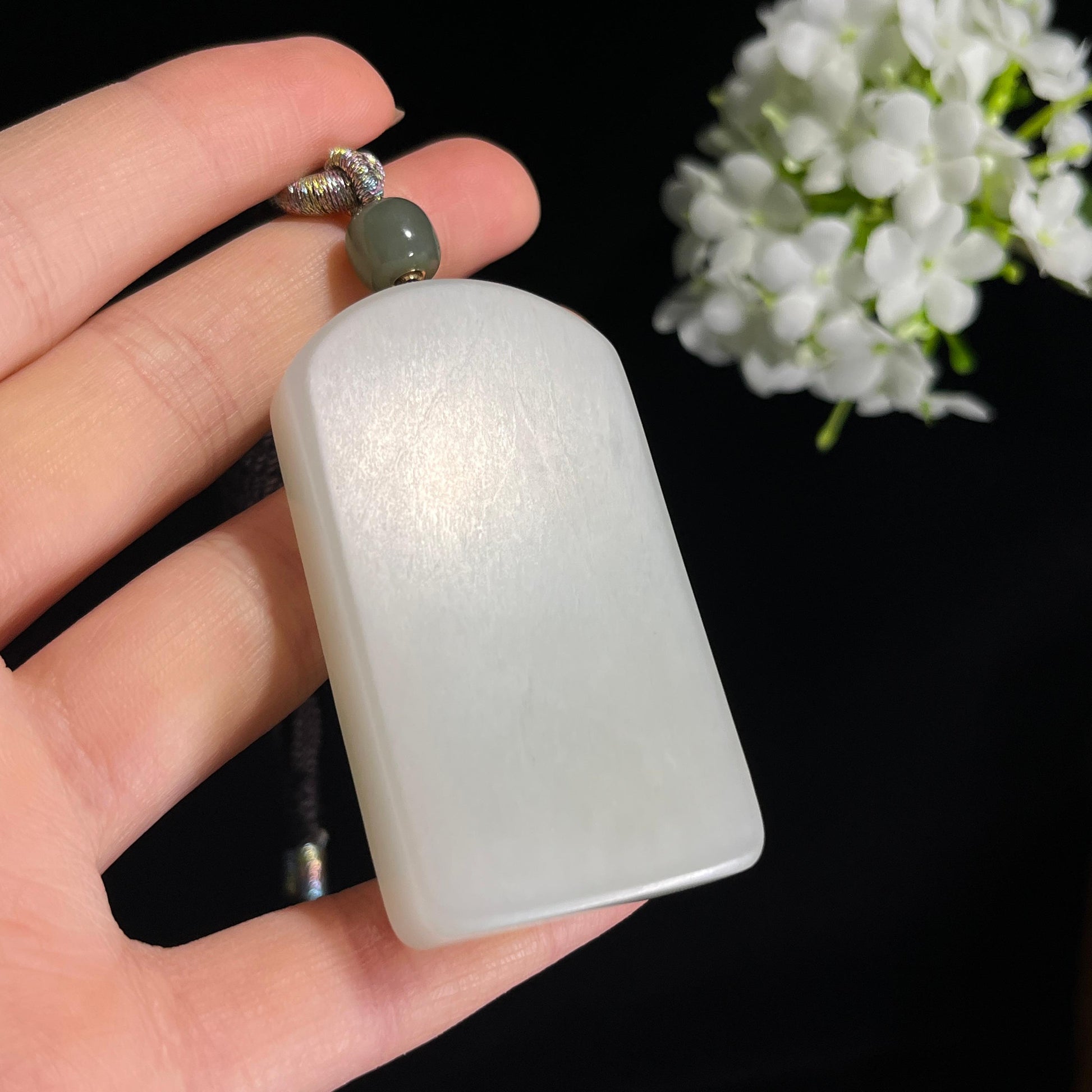 和田玉新疆料“清润闲庭”白玉无事牌（yc300441）