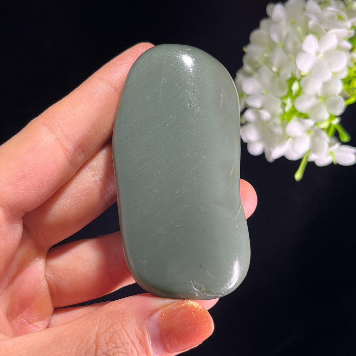 新疆天然和田玉“烟岚锁翠”沙枣青籽料（yc396632）