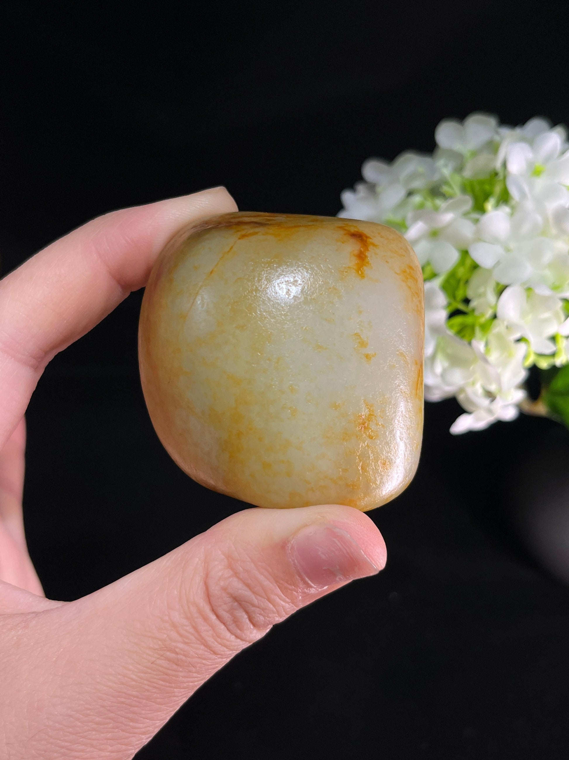 新疆和田玉白玉带洒金皮籽料原石（yc250930）