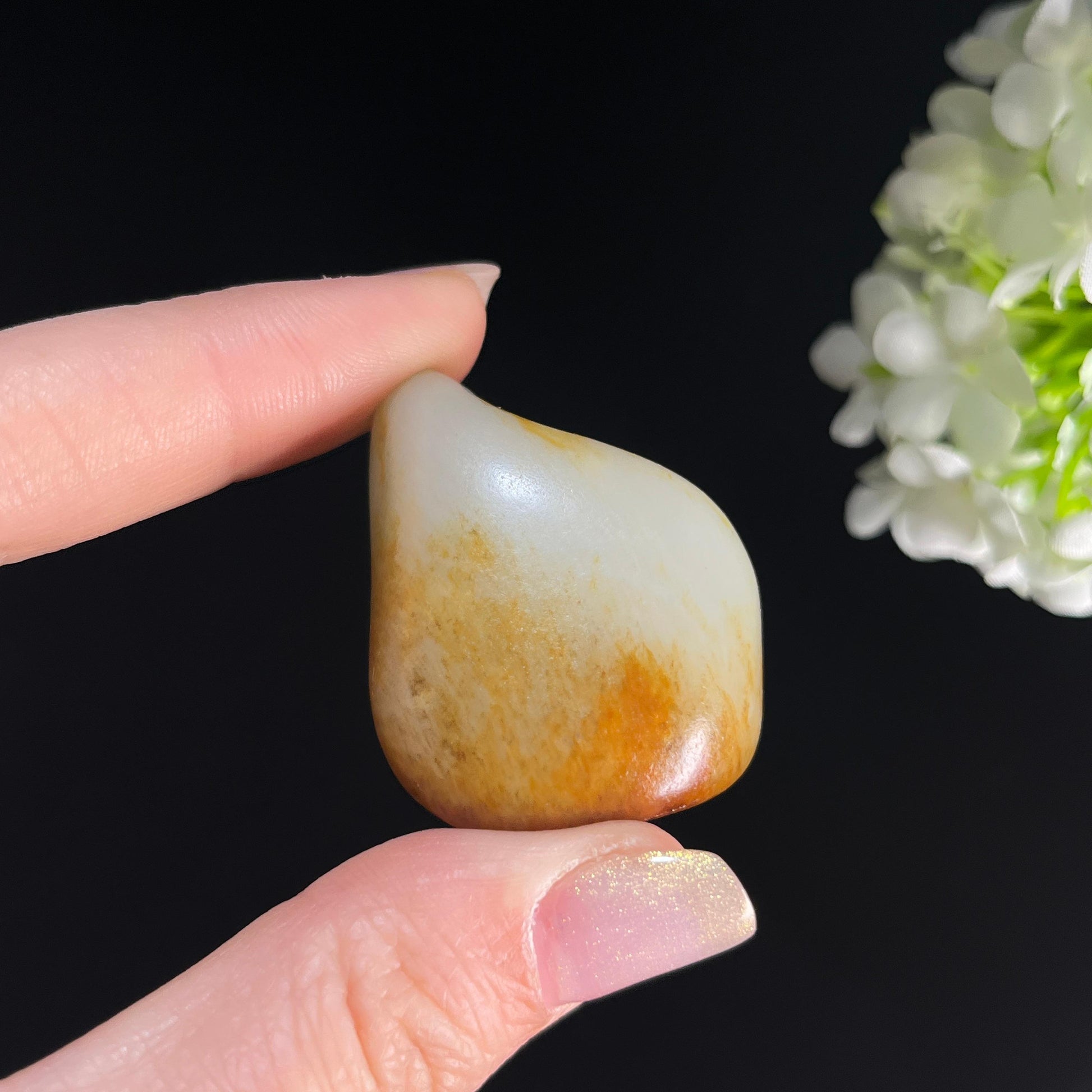 和田玉青白玉“暖晖落玉”洒金皮红皮籽料（yc361322）