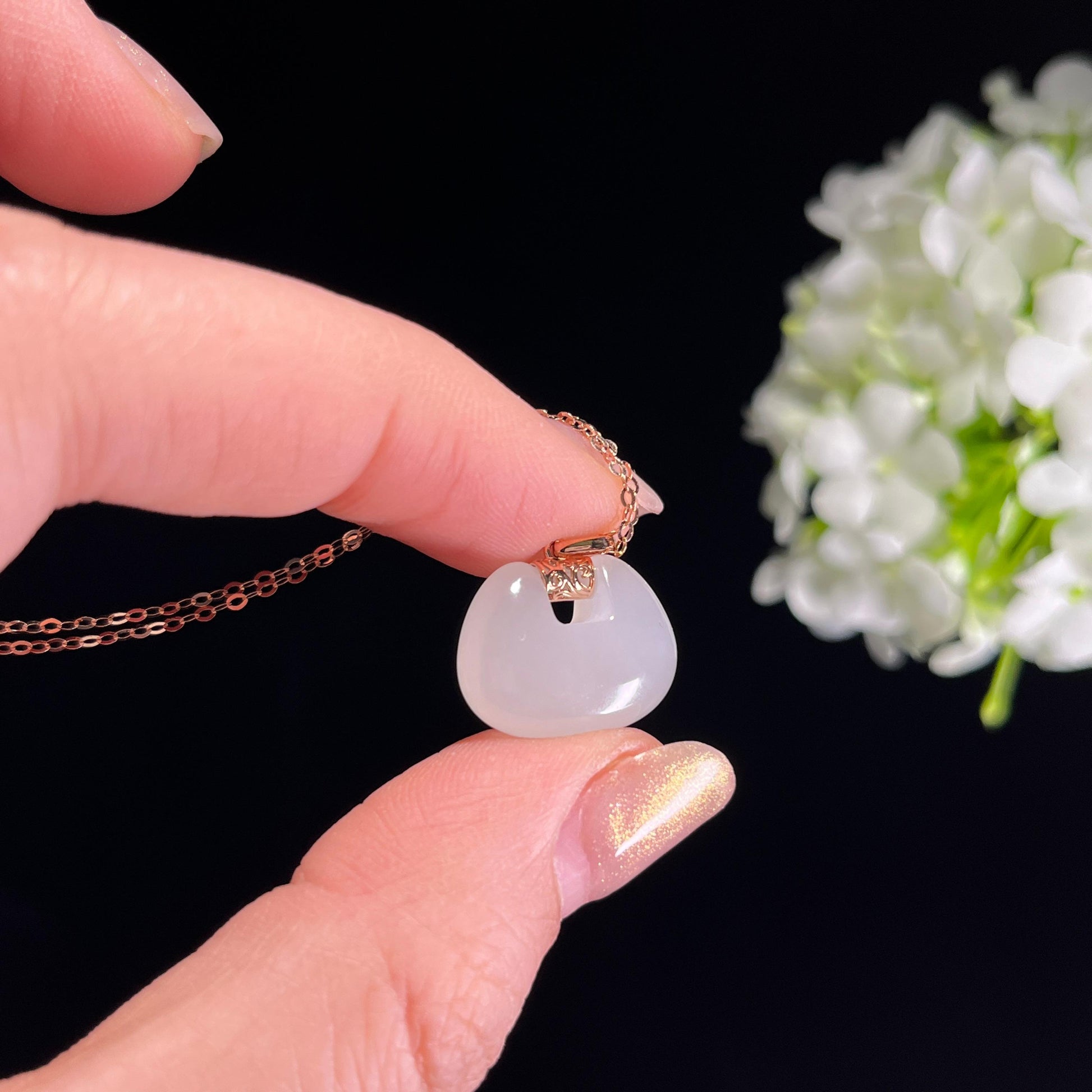 新疆天然和田玉羊脂白玉18K金镶平安锁（yc351496）