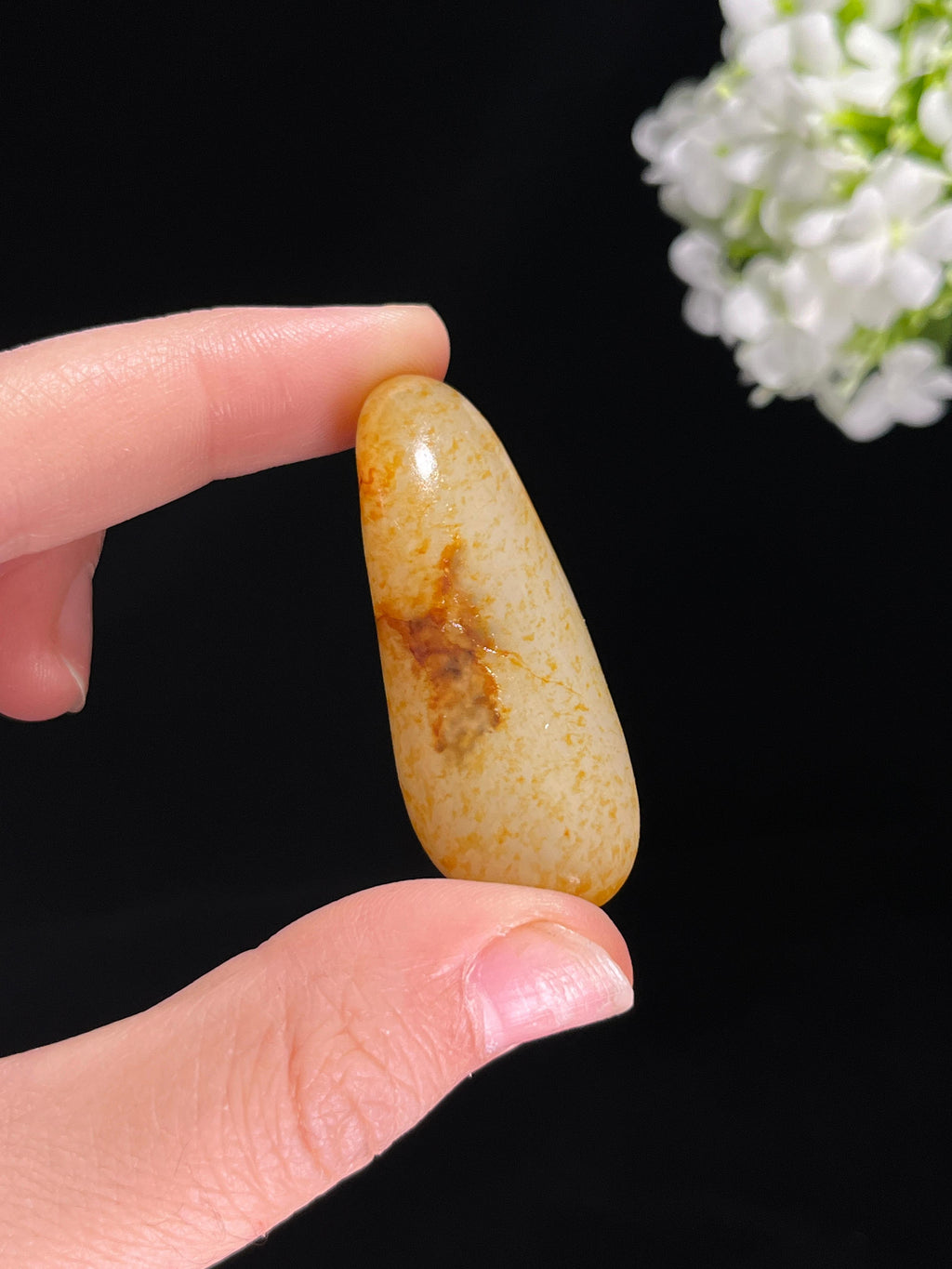 新疆和田玉特色洒金皮“玉液水滴”籽料原石（yc255629）