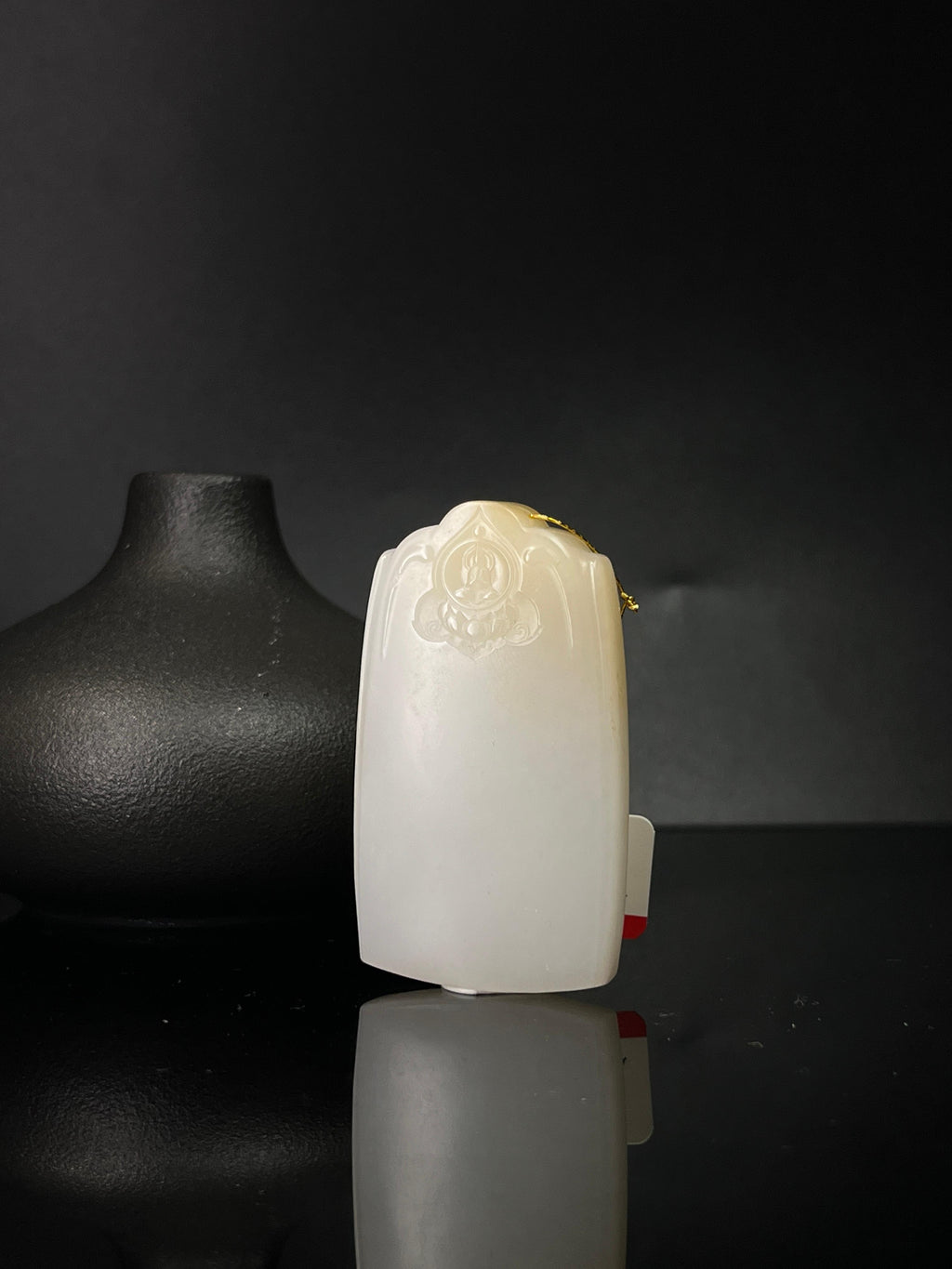 和田玉且末雕刻无相佛题材无事牌（yc241016）