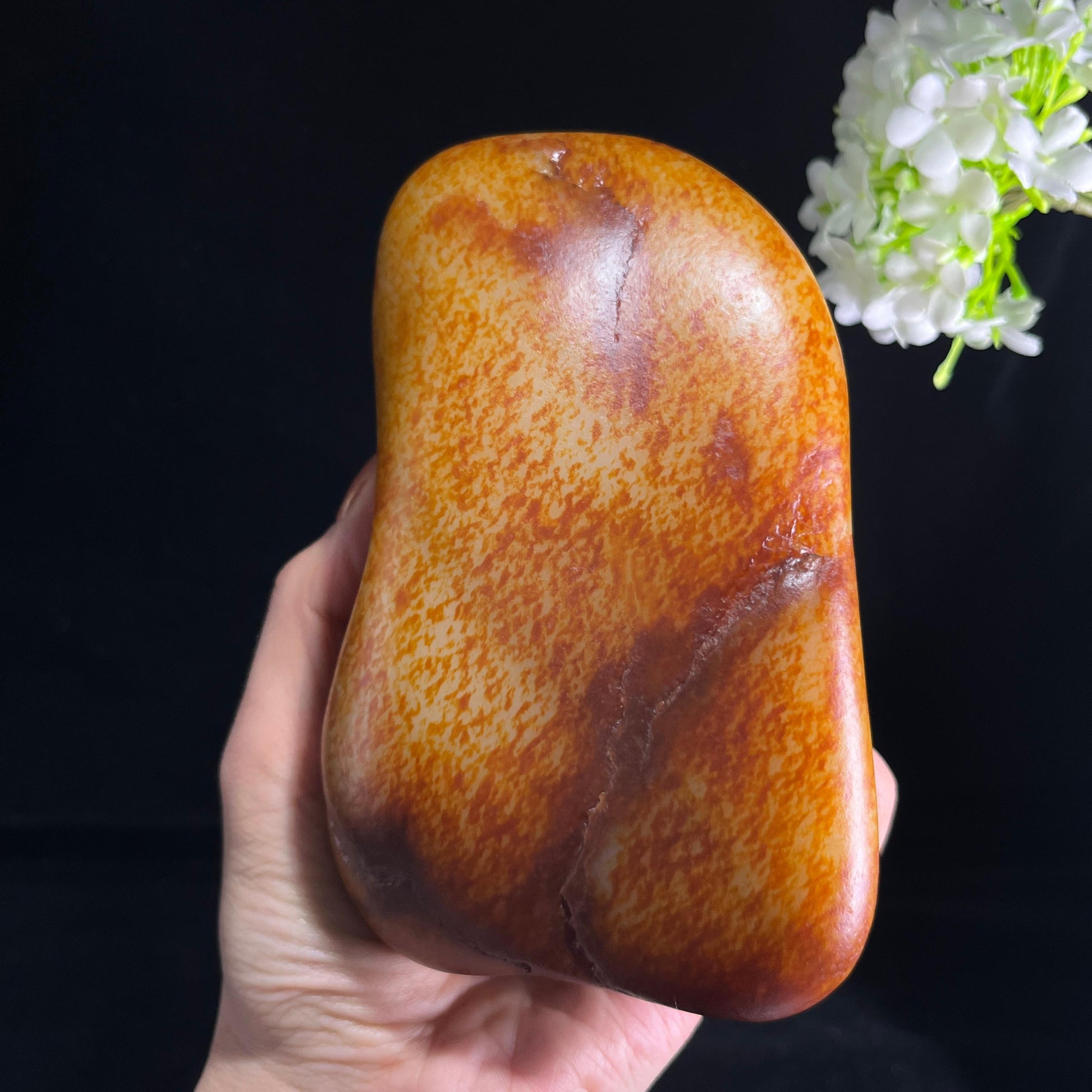 和田玉老熟金包银“金畴凝焰”虎皮洒金籽料（yc385248）