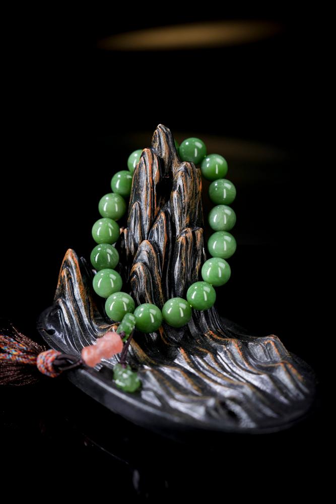 和田玉碧玉手串（卡12）（yc253302）