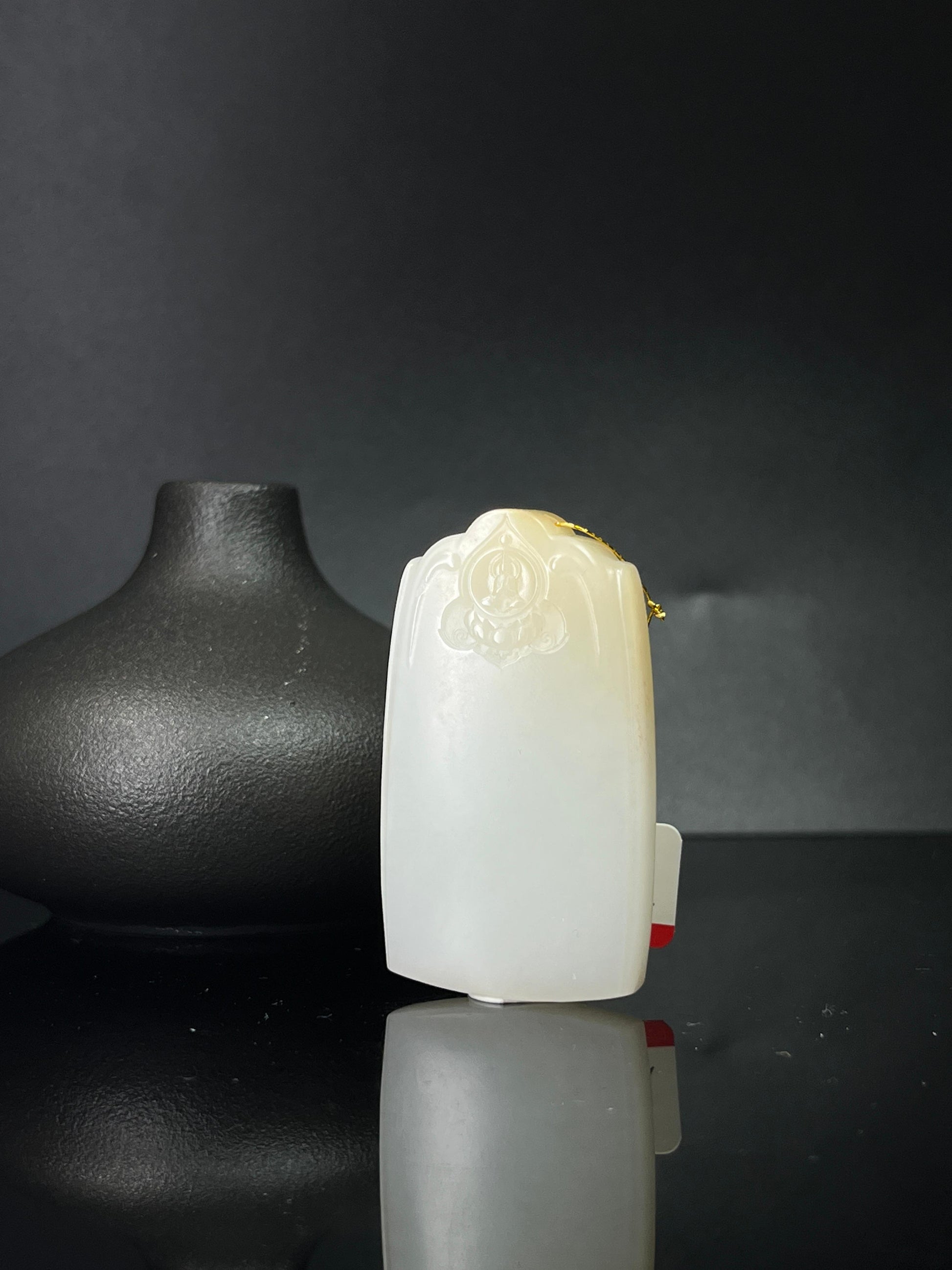 和田玉且末雕刻无相佛题材无事牌（yc241016）