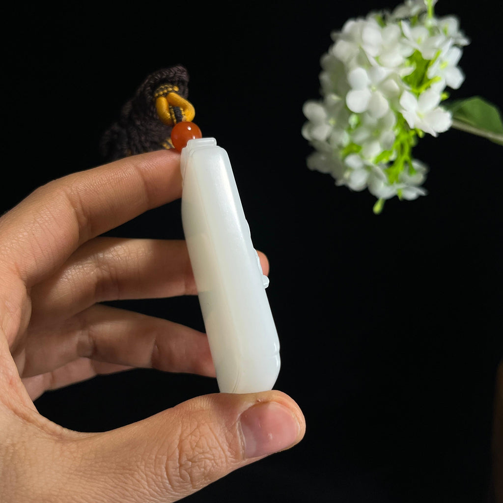 和田玉羊脂白玉“骁腾万里”马雕刻挂件（yc349356）