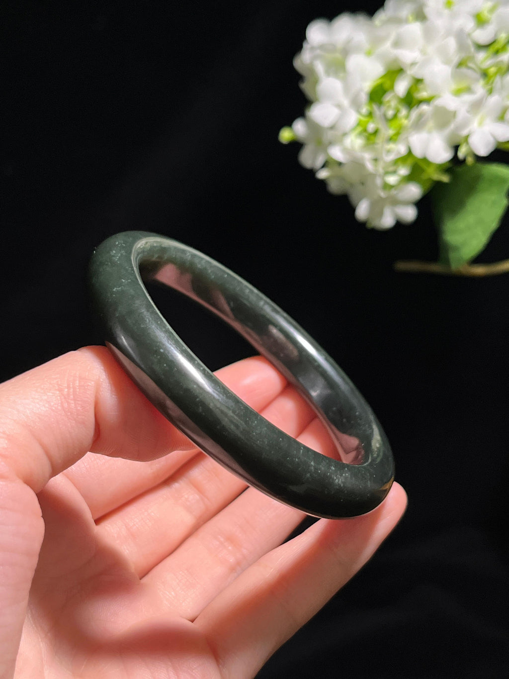 新疆天然和田玉塔青料手镯1（卡58）（yc260245）