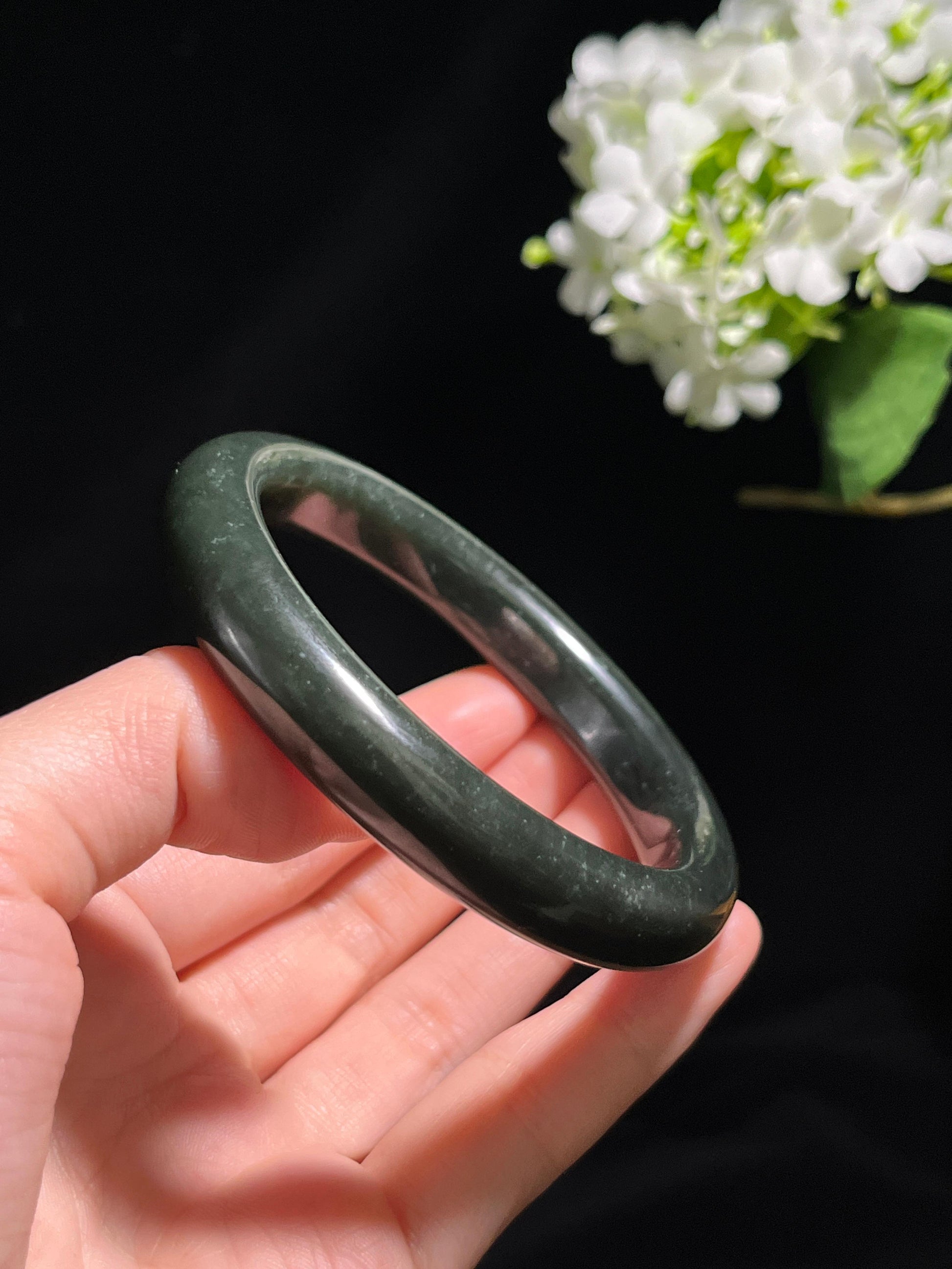 新疆天然和田玉塔青料手镯1（卡58）（yc260245）