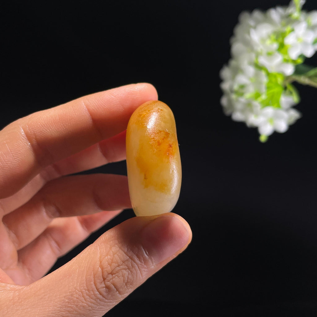 和田玉白玉“静山浮金”洒金聚黄皮籽料（yc324395）