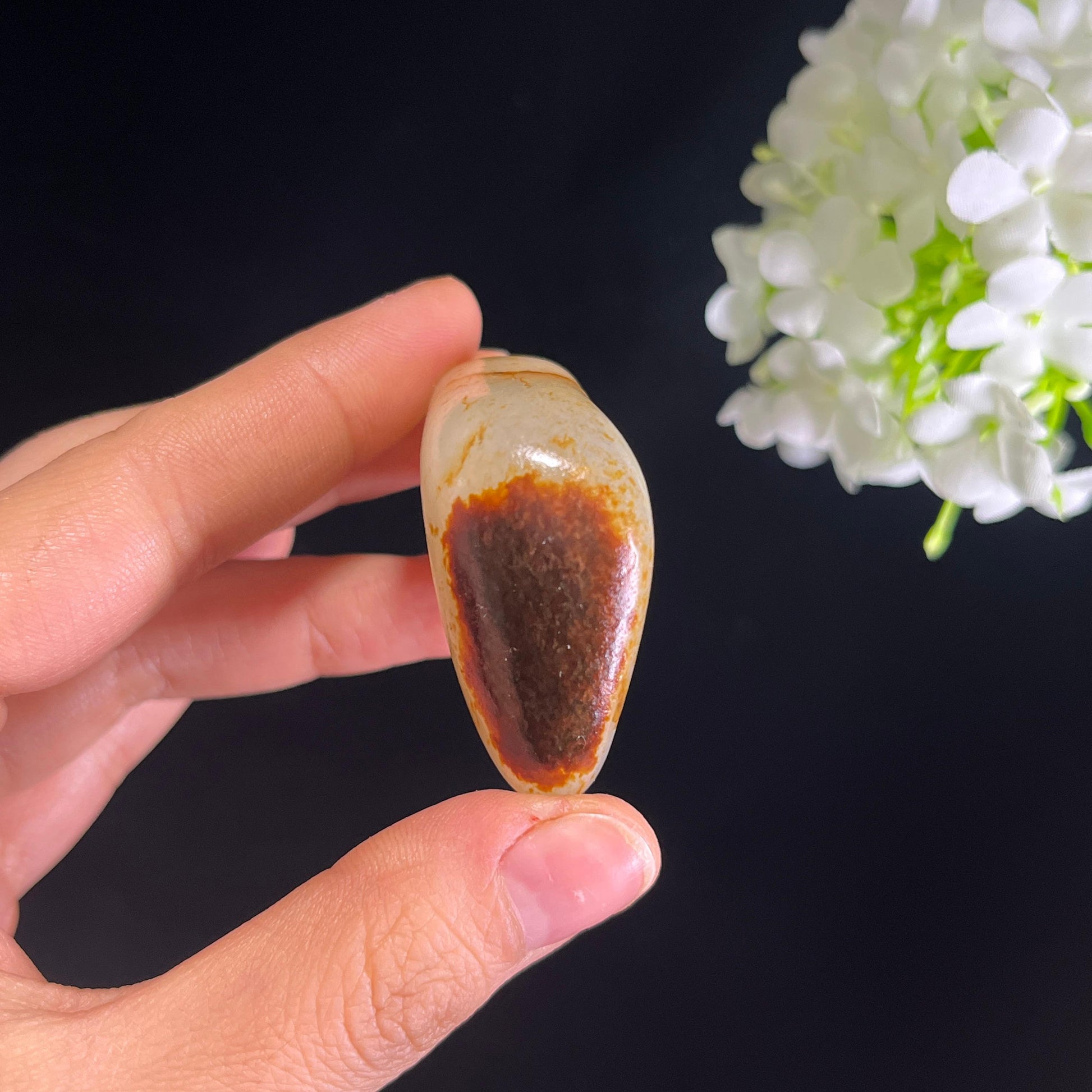 和田玉白玉“梅枝疏影”洒金聚红皮籽料（yc349677）