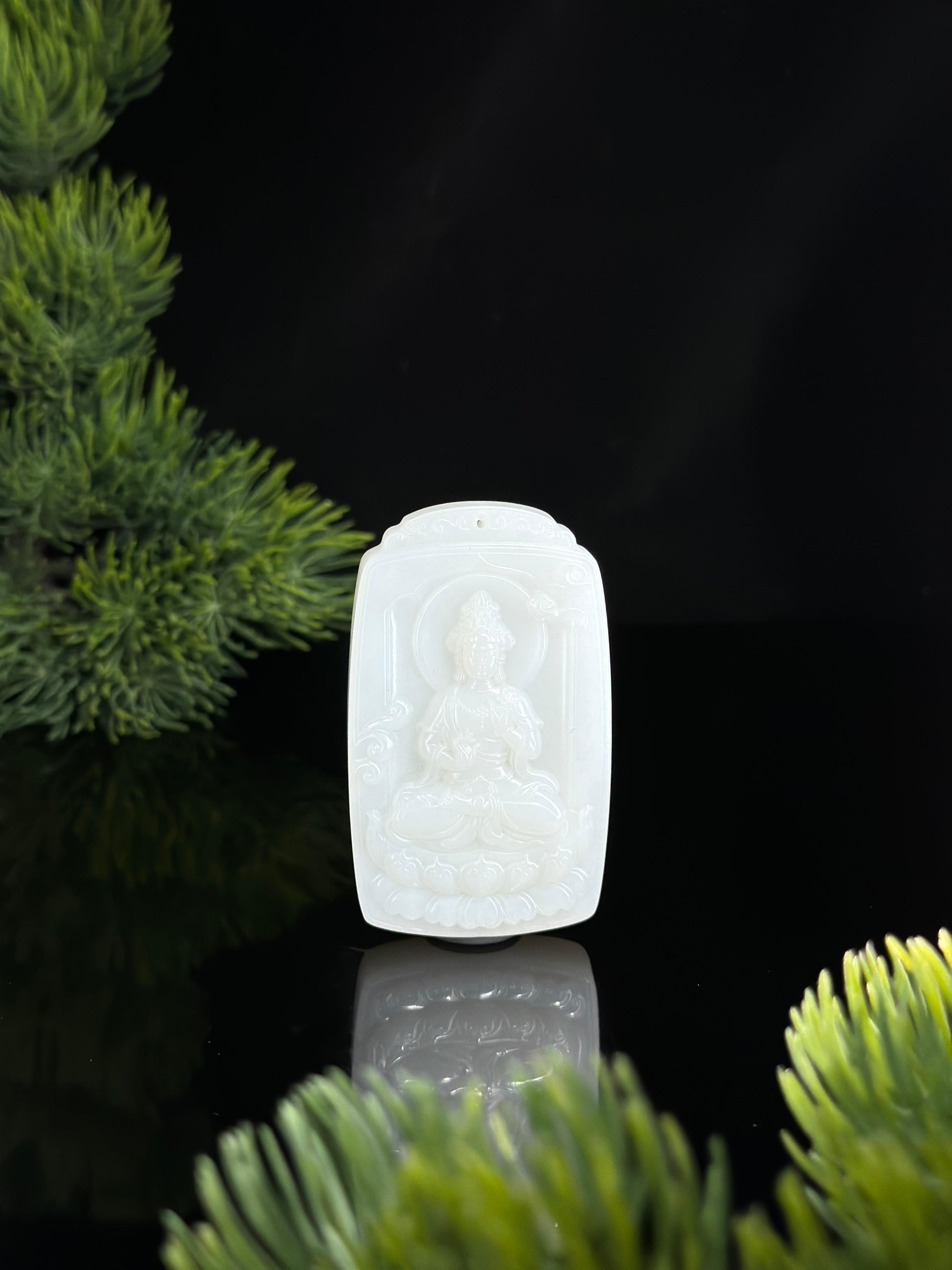 和田玉白玉坐莲观音挂件（yc484471）