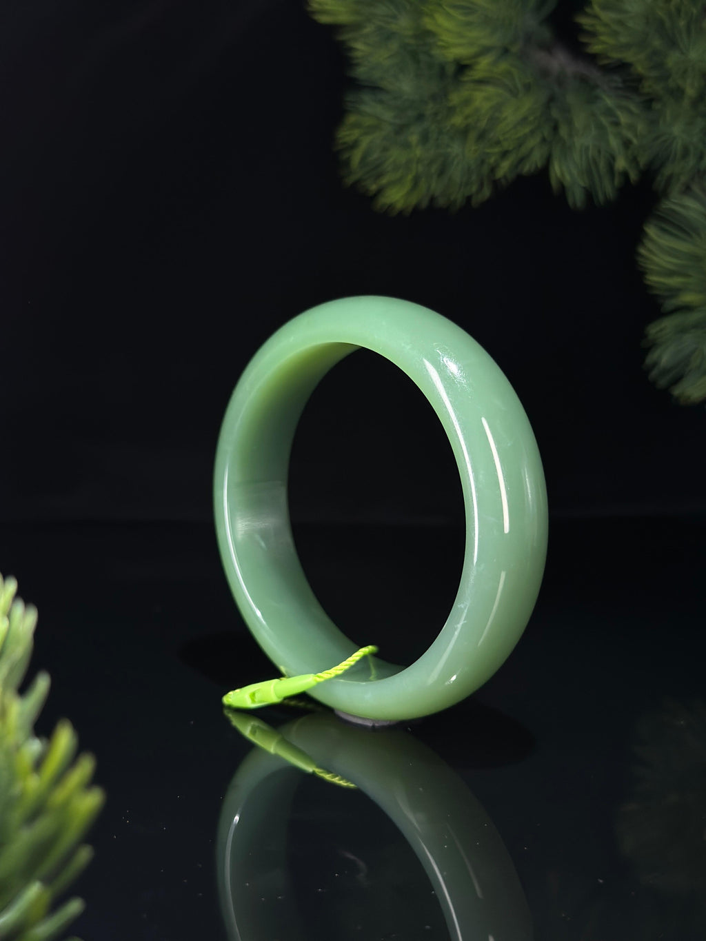 和田玉珍品碧玉轮胎镯（卡57）（yc530837）