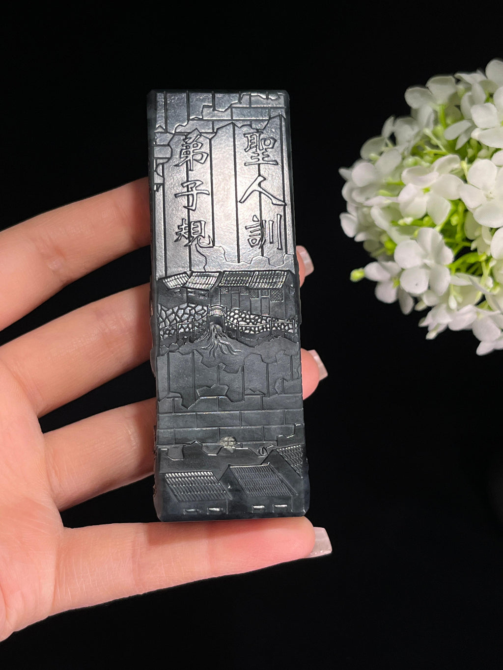 和田玉青花山水印章（yc244605）