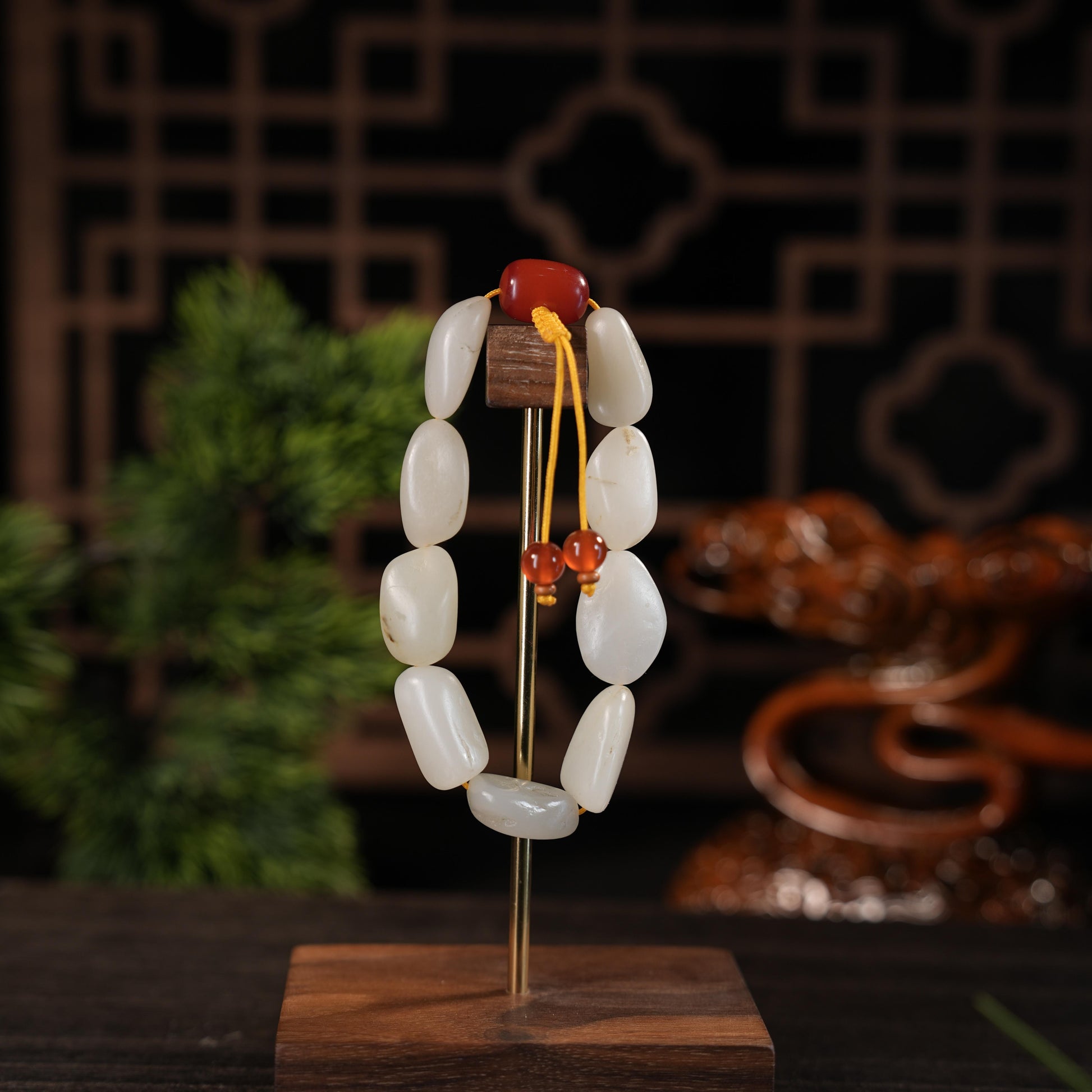 新疆和田玉白玉青白玉光白籽原籽手串（9颗）（yc455589）