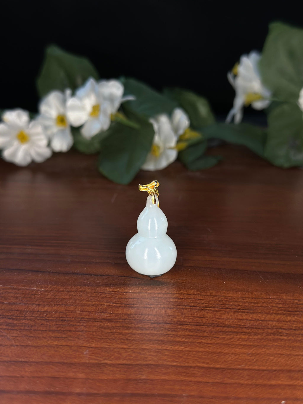 18K金和田玉白玉葫芦吊坠（yc741756）