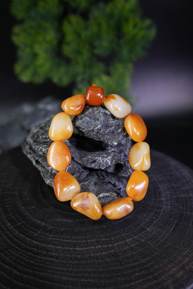 新疆和田玉红黄皮籽料原石手串（原籽无修）（yc229709）