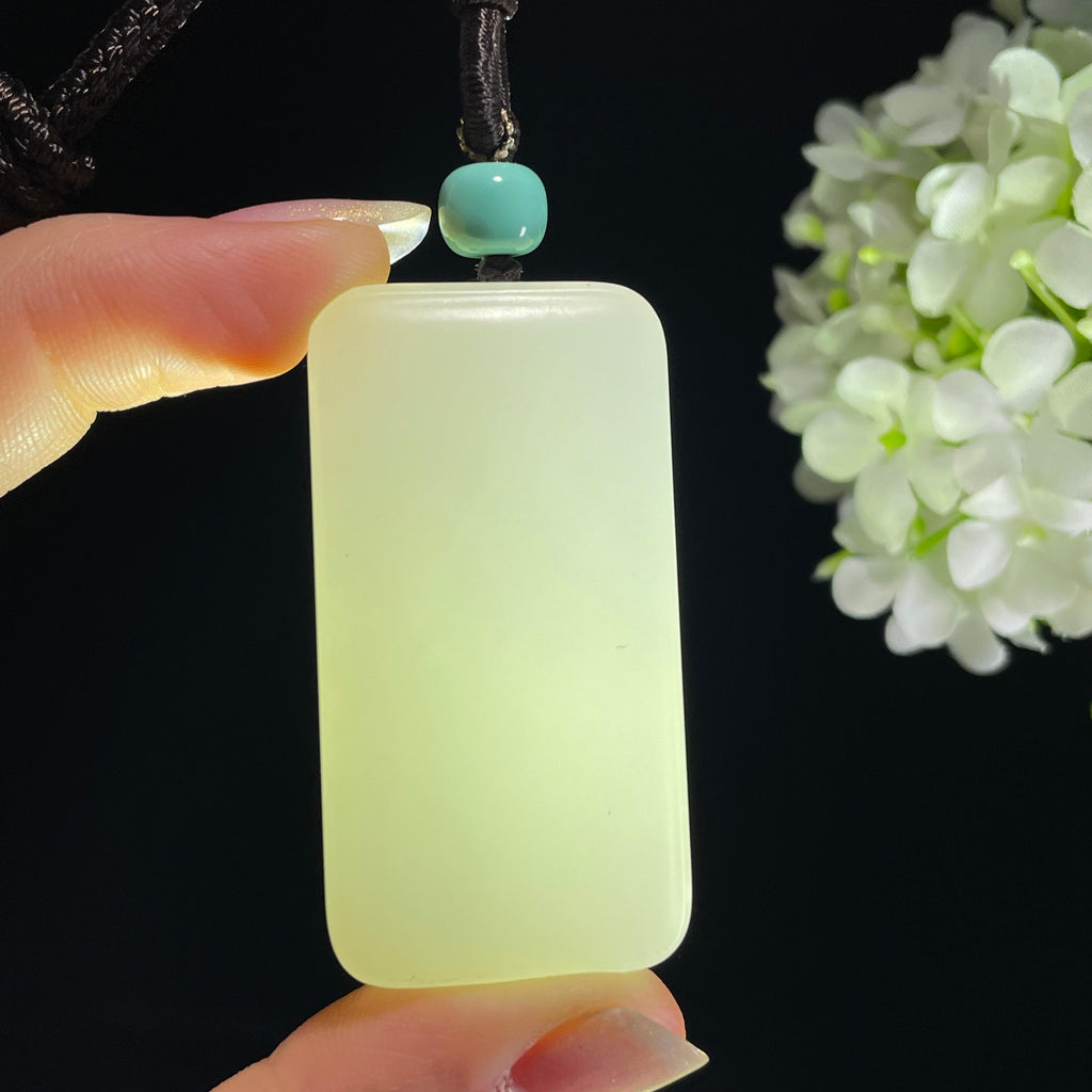 和田玉羊脂白玉“冰川之心”平安无事牌（yc327452）