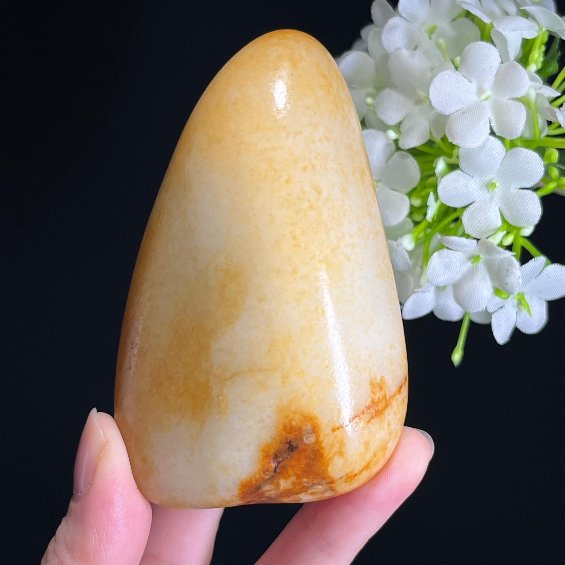 和田玉暖白种“金顶秋实”通体洒金皮籽料（yc328942）