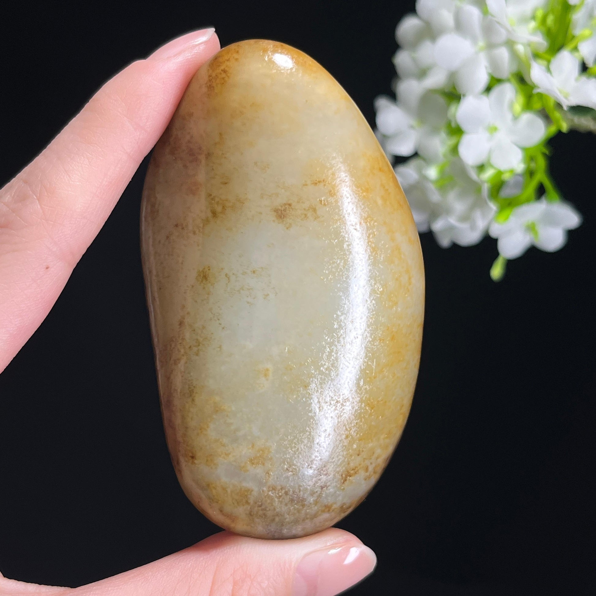 和田玉青白玉洒黄皮“秋原凝霜”籽料原石（yc310126）