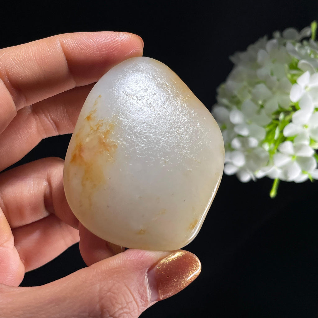 和田玉白玉“素云轻染”淡洒金皮籽料（yc392649）