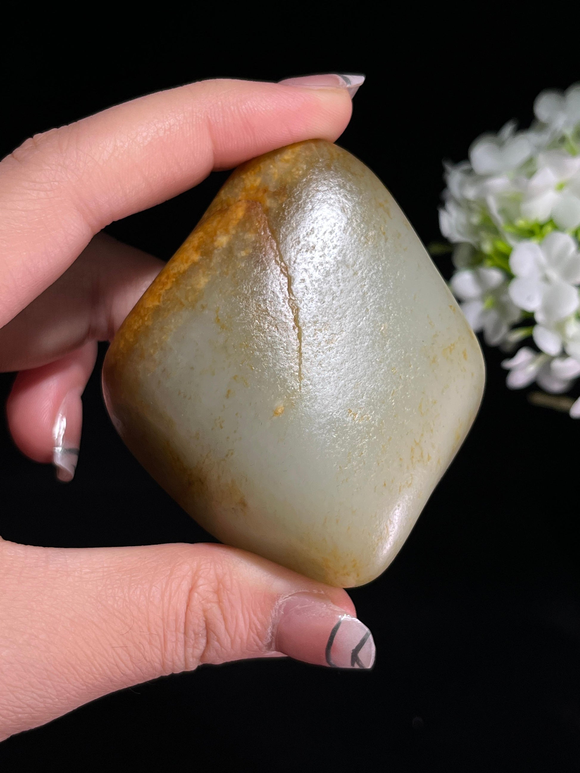 新疆和田玉高青白洒金皮籽料原石（yc245878）