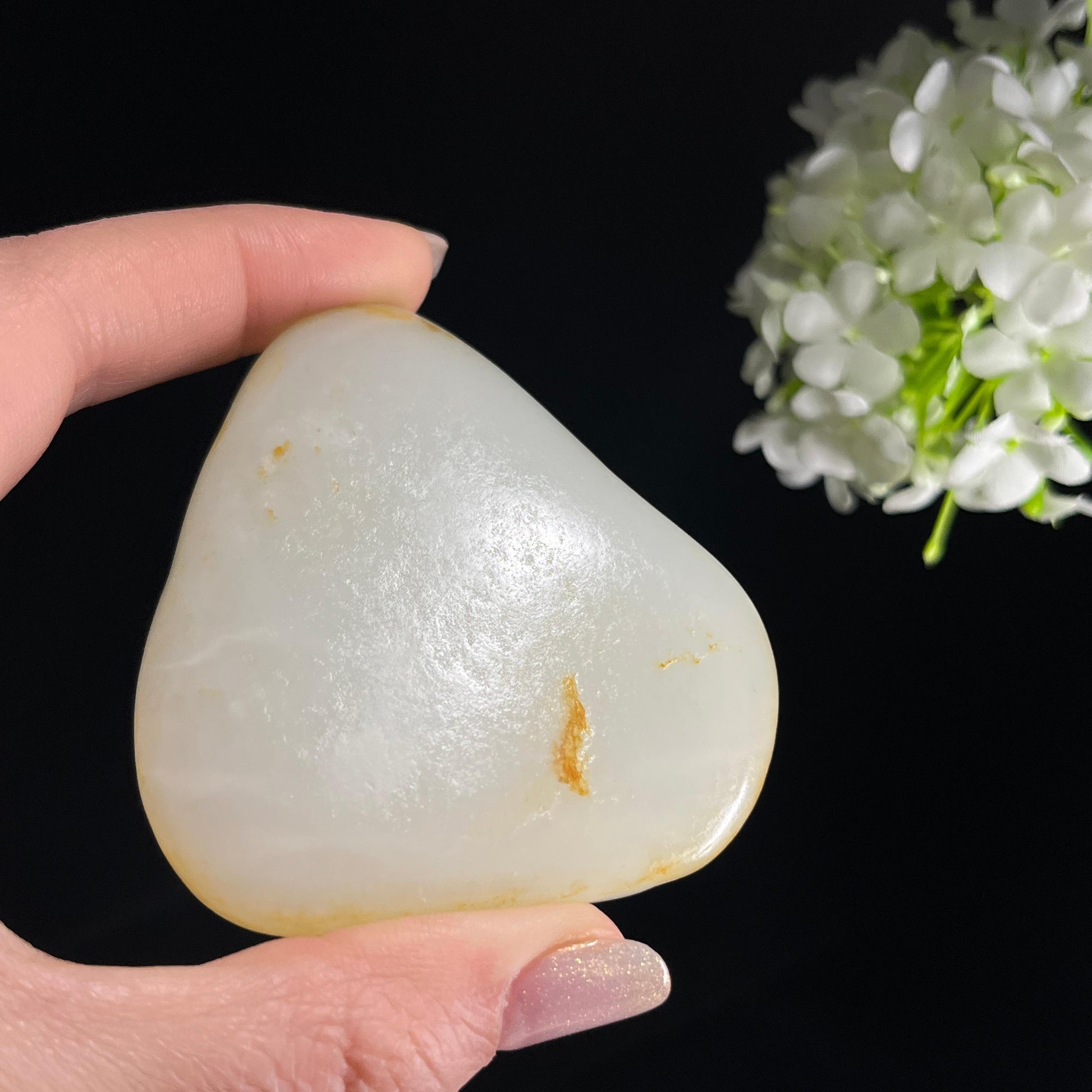 和田玉白玉“金缕萦心”洒金皮籽料（yc353907）