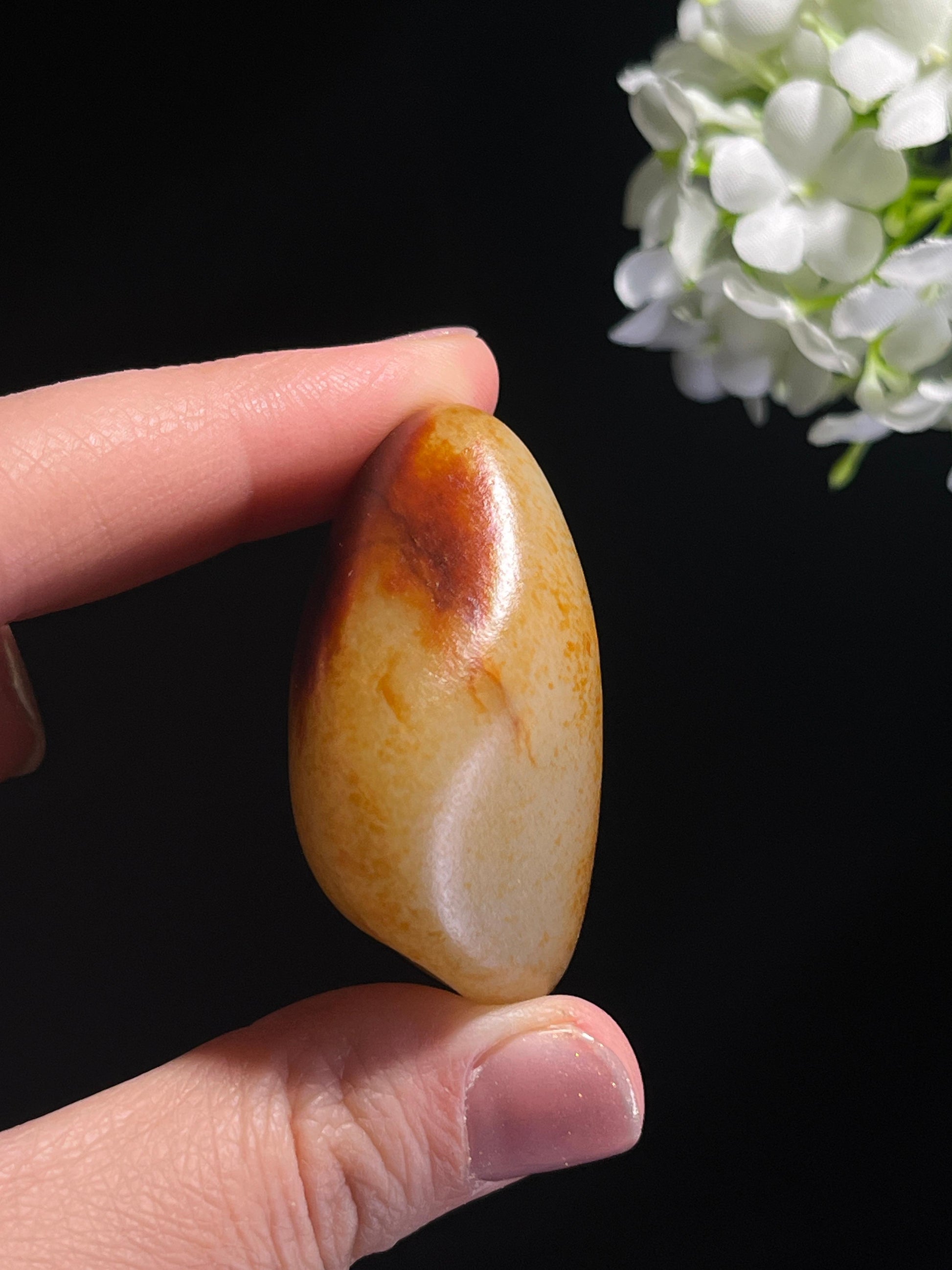 和田玉收藏级洒金聚红皮籽料原石（yc262739）