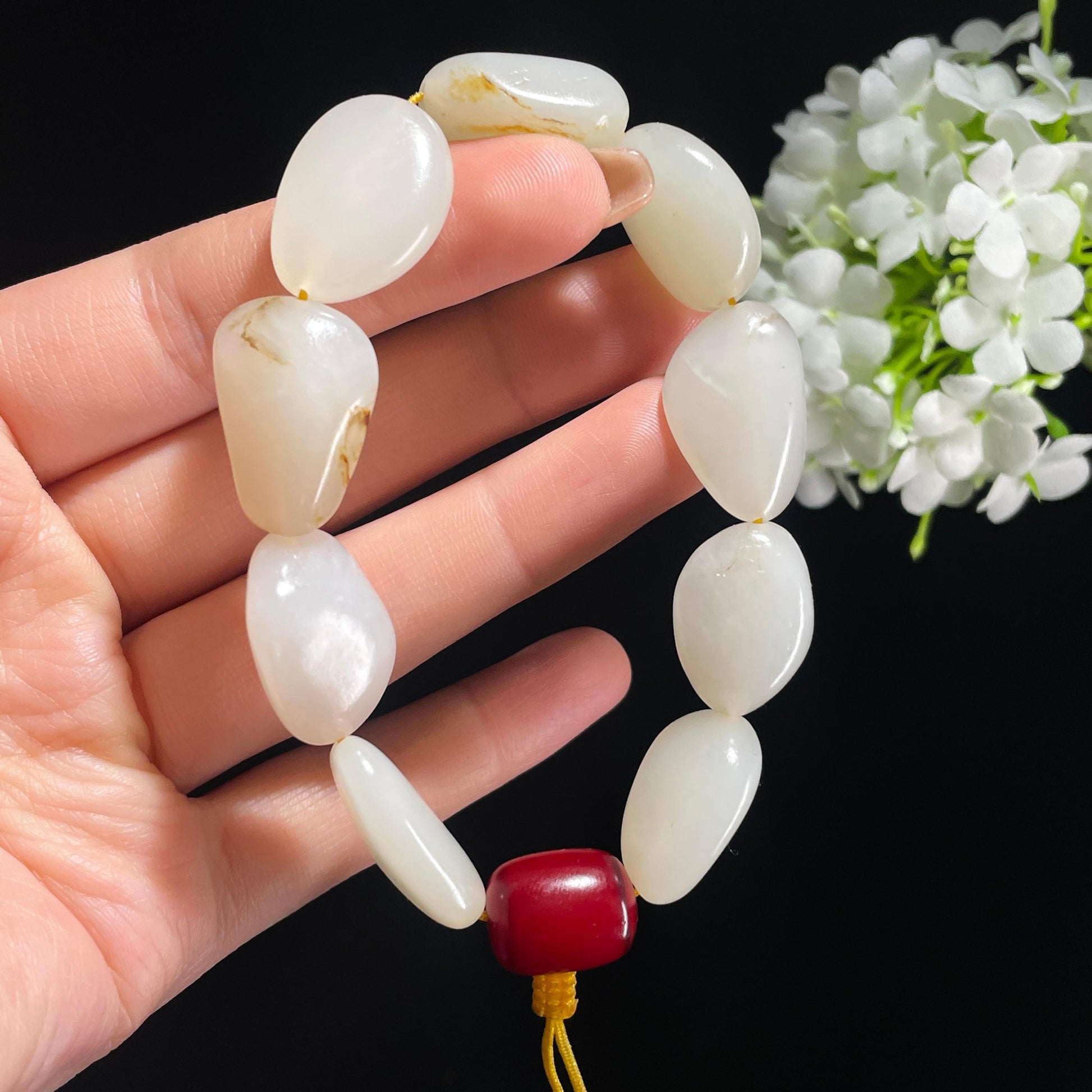 新疆天然和田玉原籽手串（yc381929）