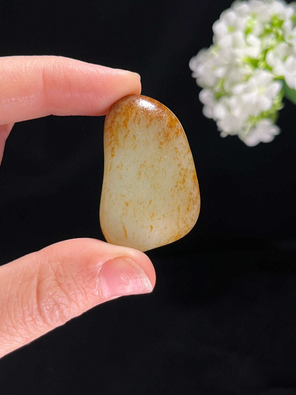 新疆和田白玉精品“流星洒金”籽料原石（yc255635）