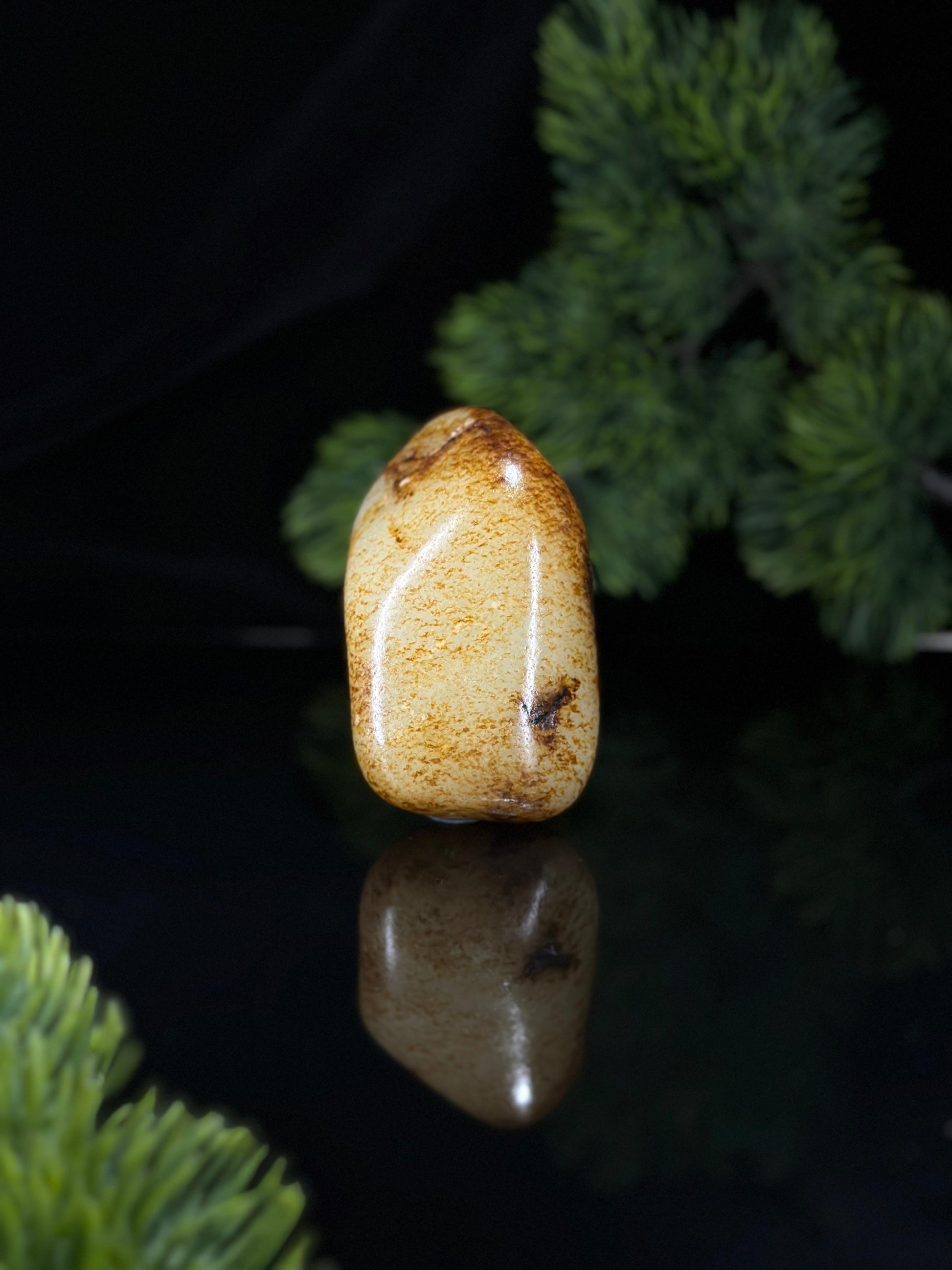 新疆和田玉白玉通体秋梨皮臻品籽料手把件（yc504712）