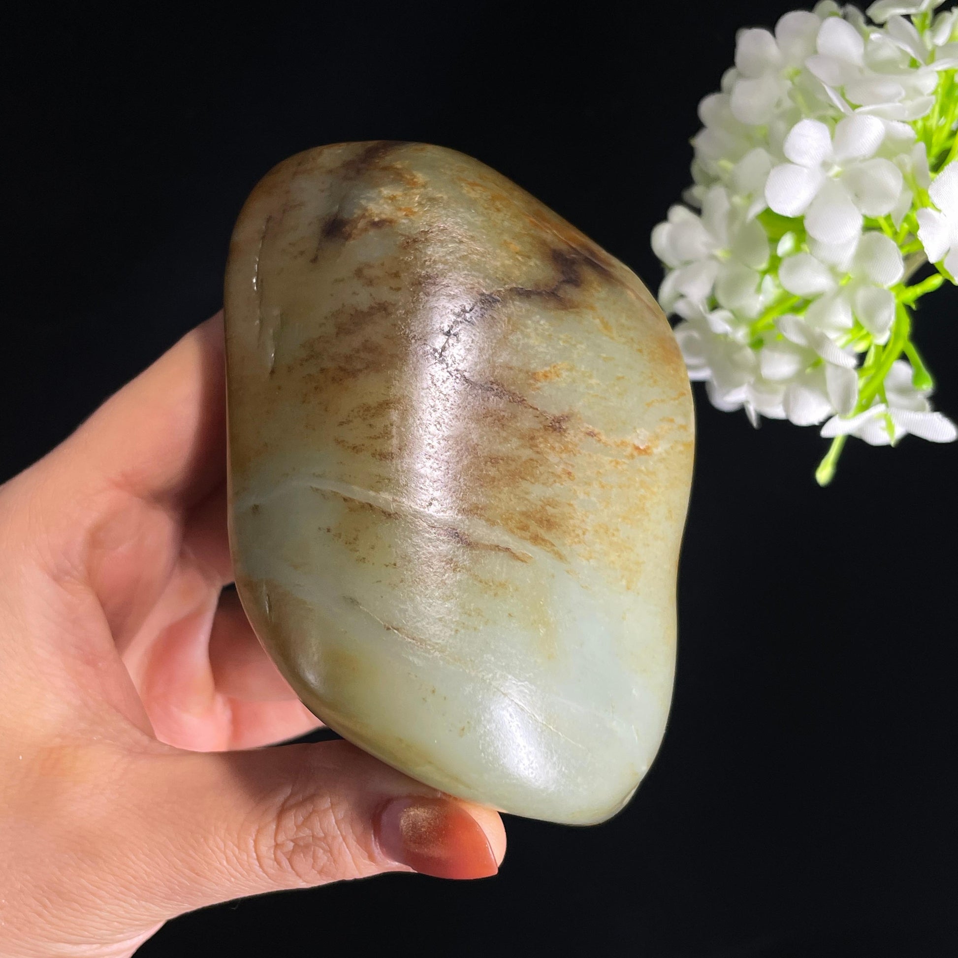 新疆天然和田玉秋梨皮青玉籽料（yc403736）