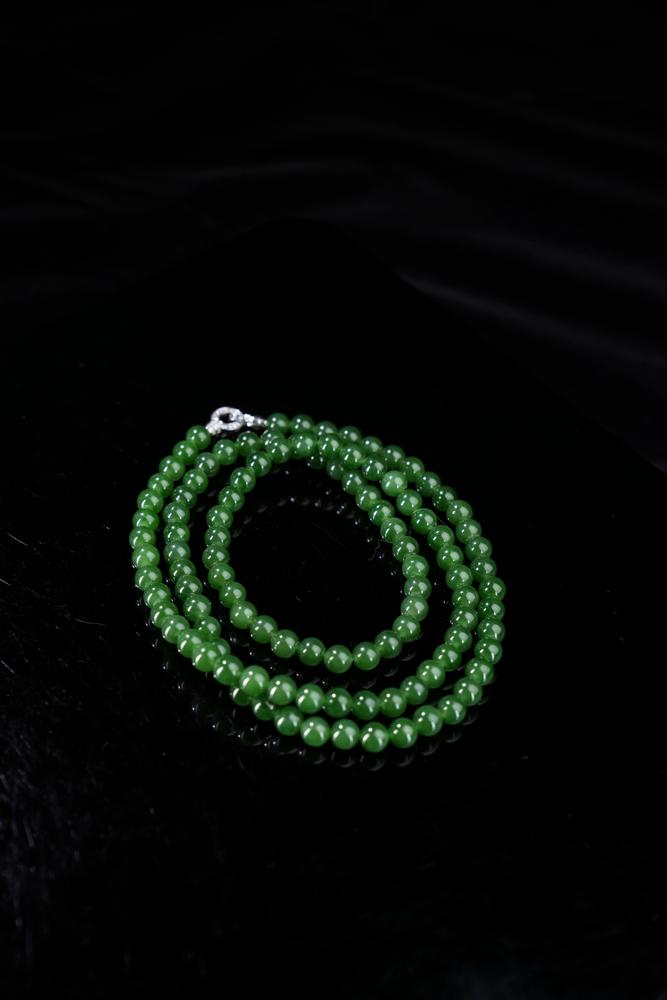 新疆天然和田玉碧玉项链3（yc253338）