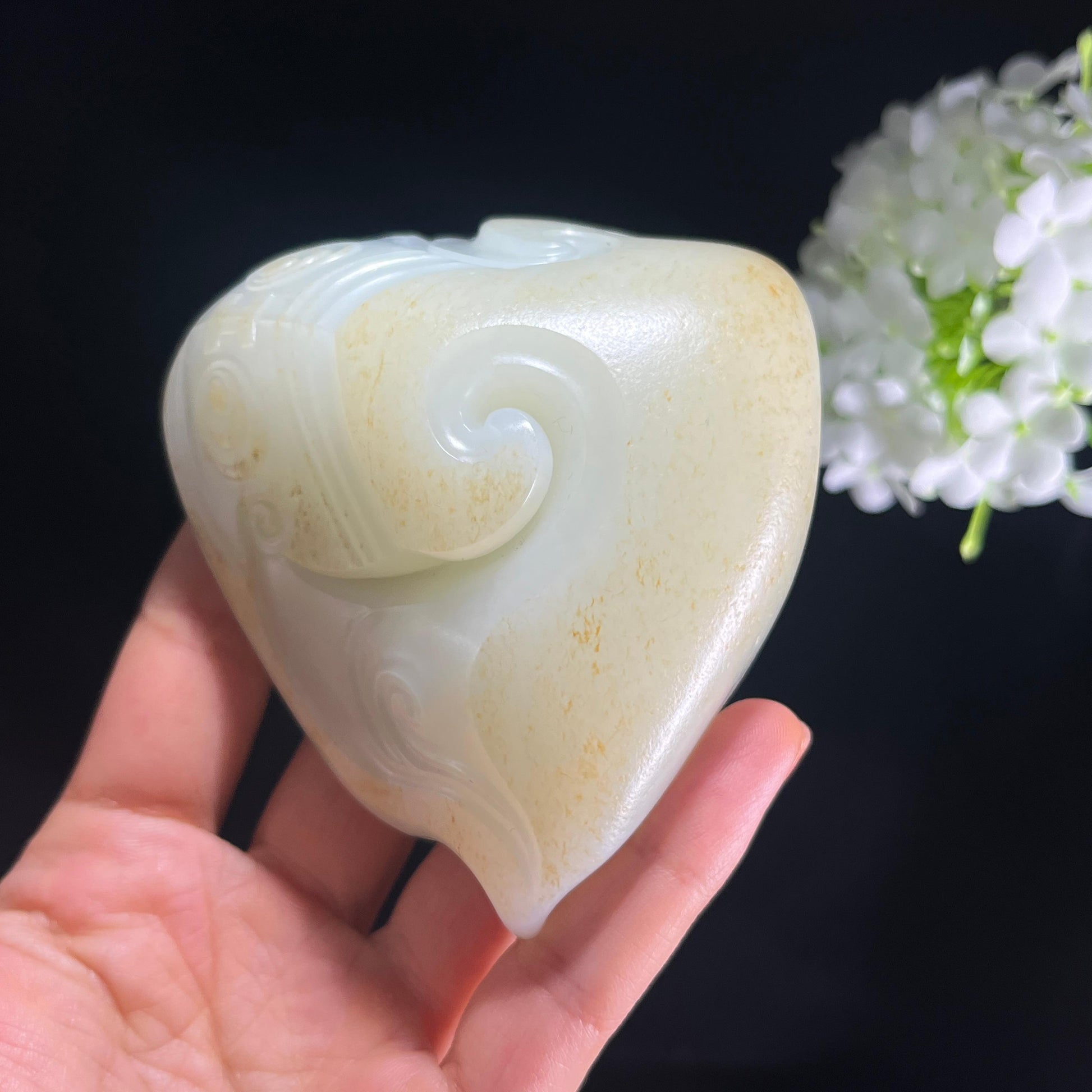 和田玉白玉洒金皮山水雕（yc384169）