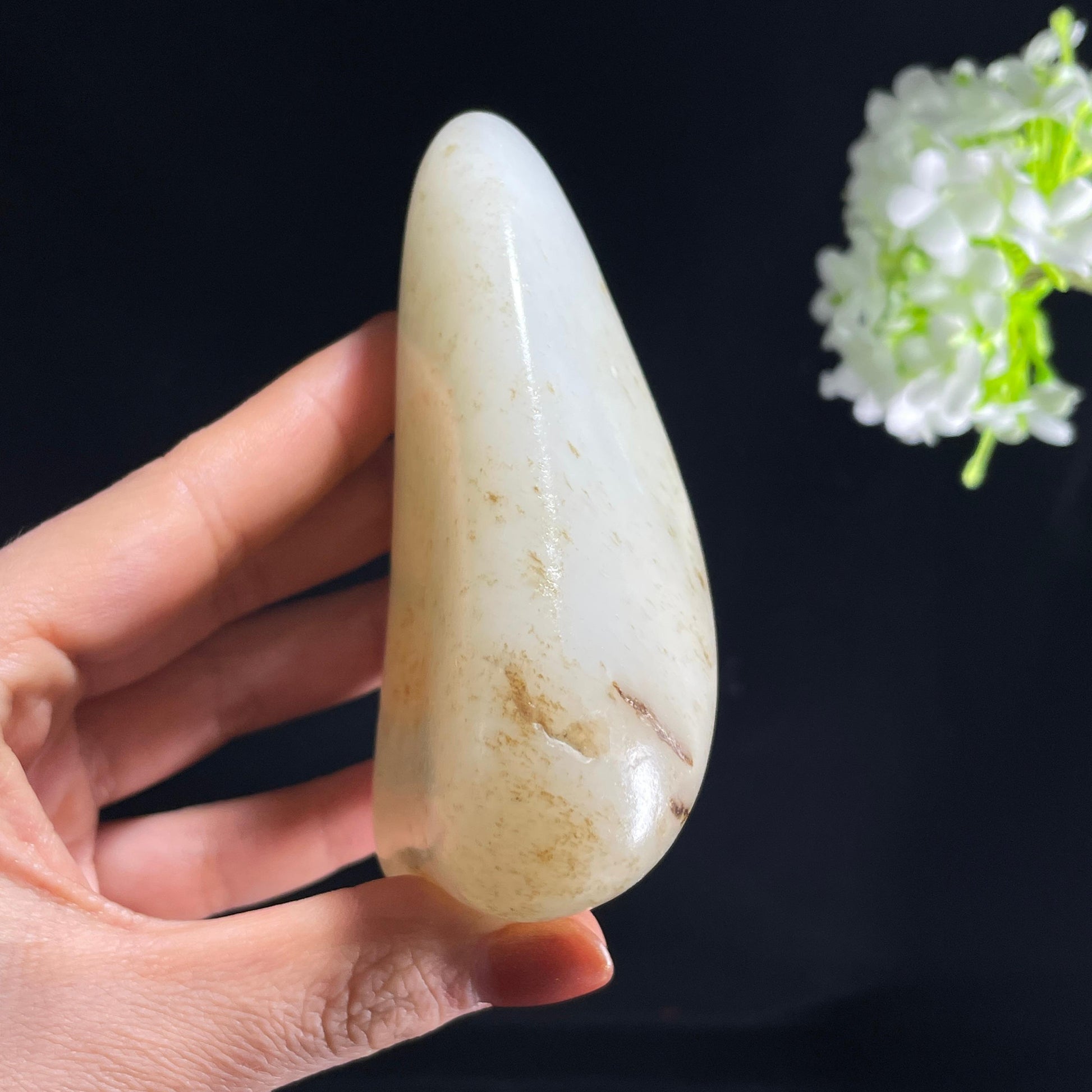 和田玉白玉“银滩碎影”洒金皮籽料（yc387535）