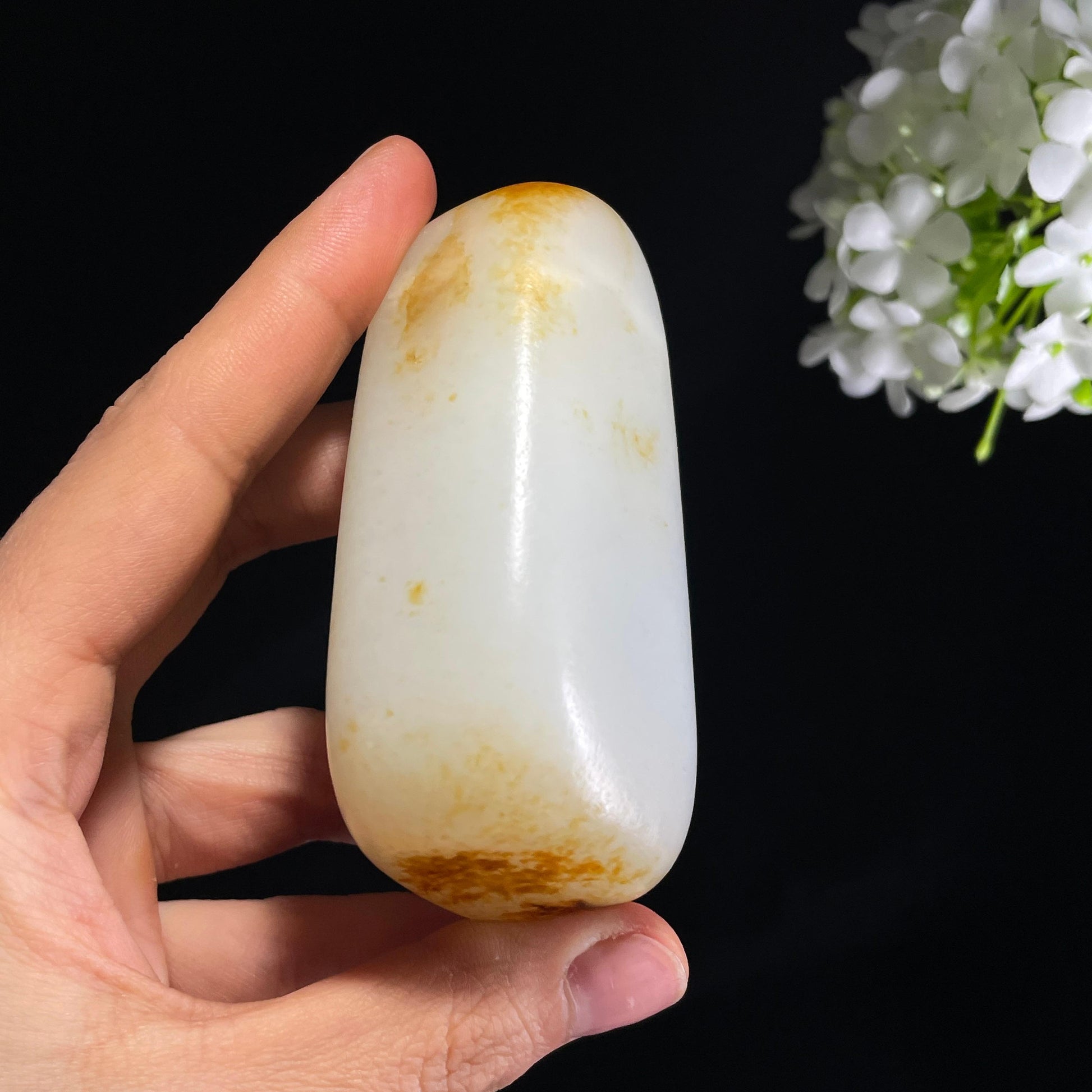 和田玉一级白“薄暮金霭”洒金皮籽料（yc358786）