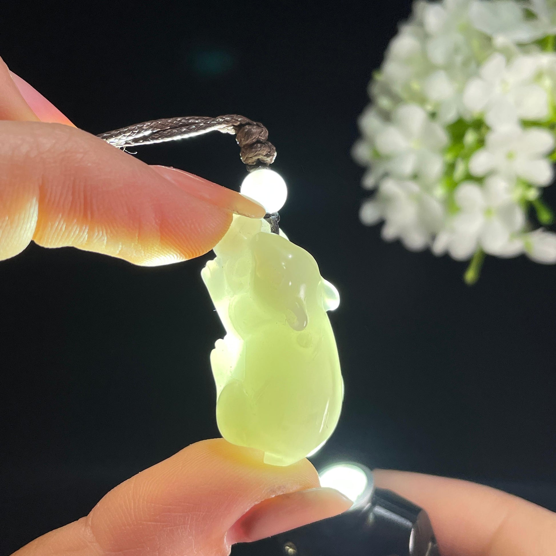 和田玉米达料白玉玉鼠运财挂件（yc385503）
