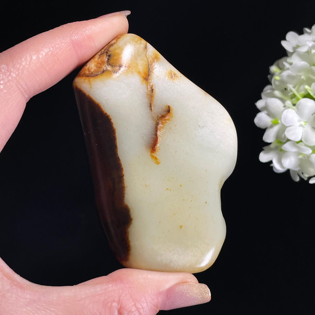 和田玉白玉“丹澜截峰”洒金黑红皮籽料（yc368400）